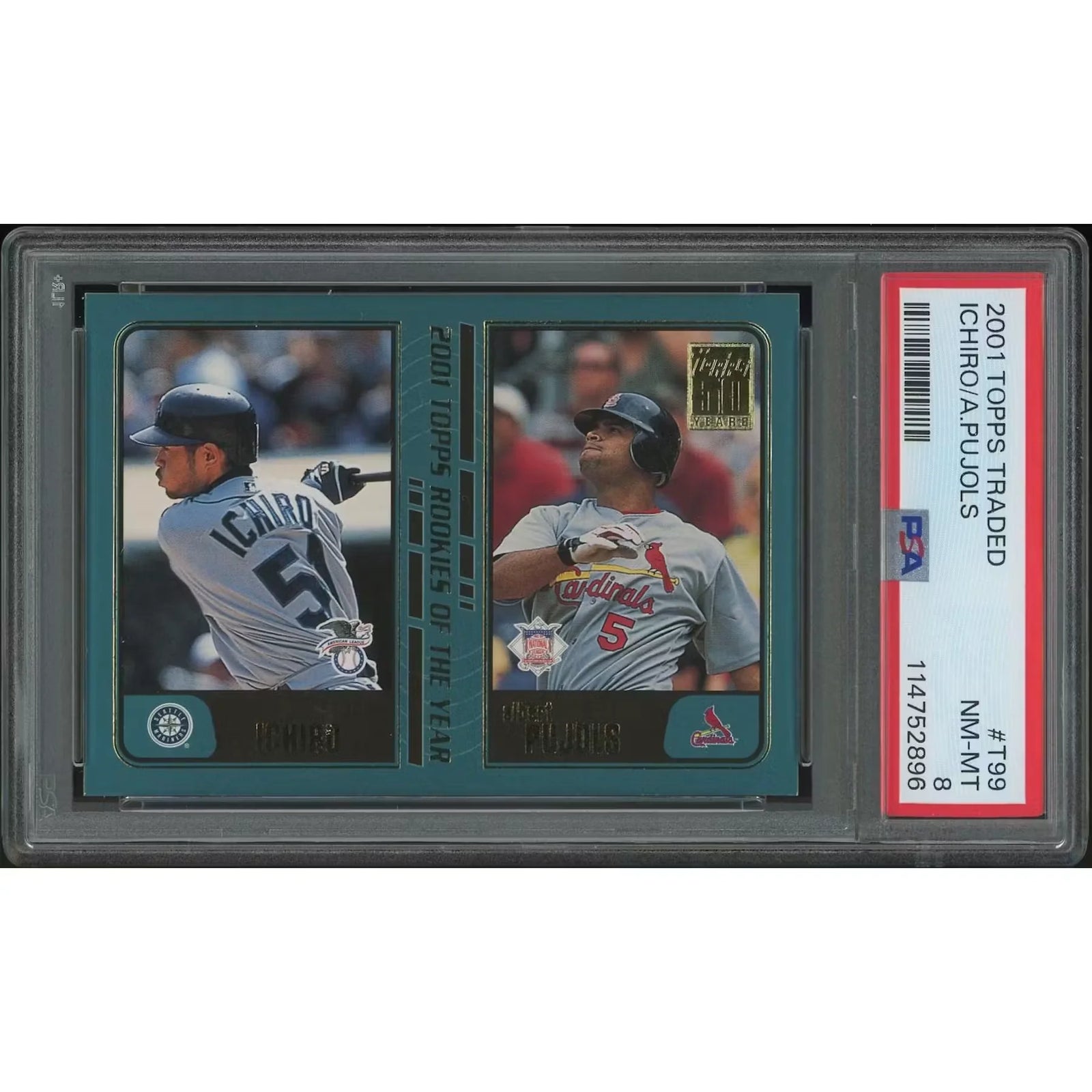2001 Topps Traded #T99 Ichiro Suzuki & Albert Pujols Rookie Card | PSA 8