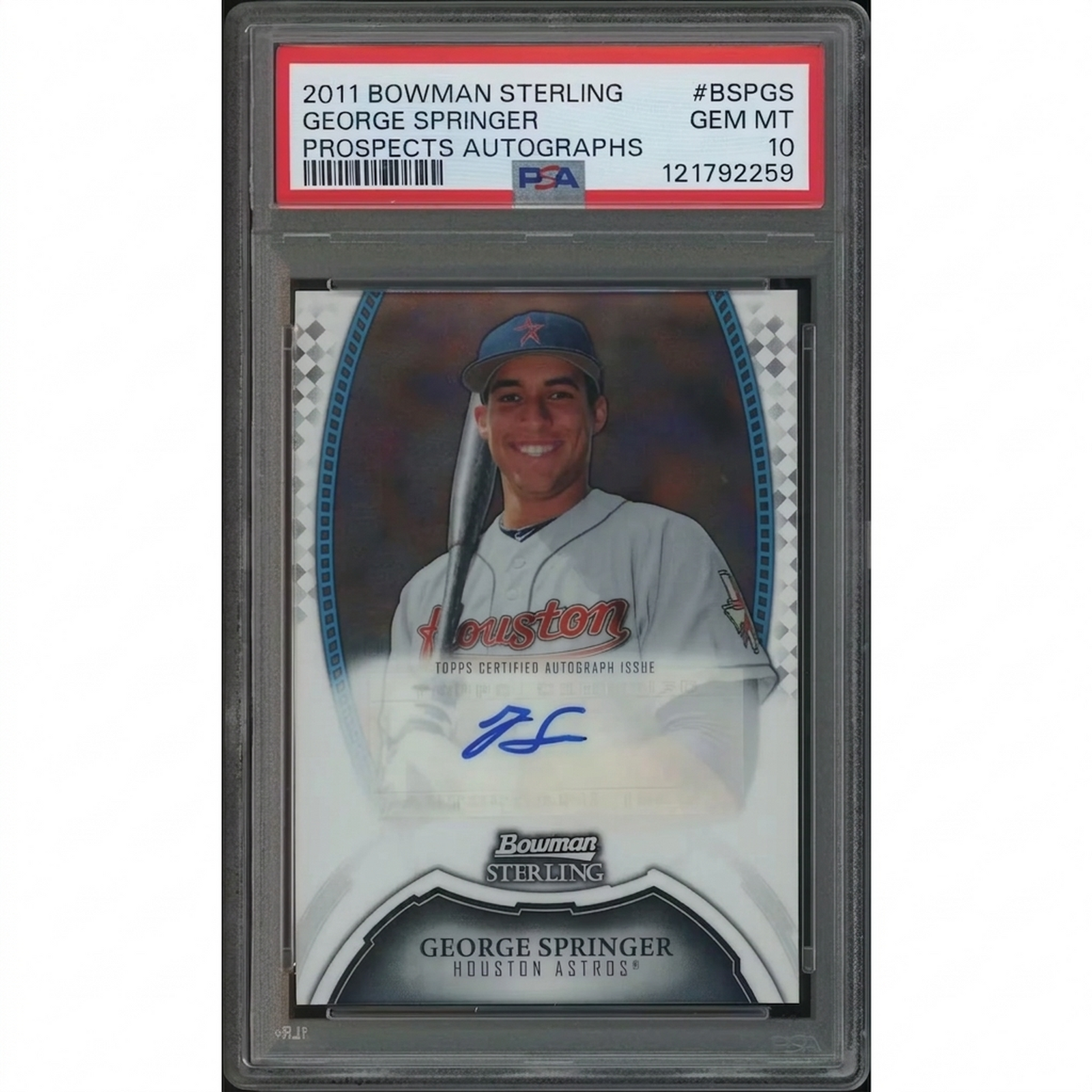 George Springer 2011 Bowman Sterling Rookie Autograph | PSA 10
