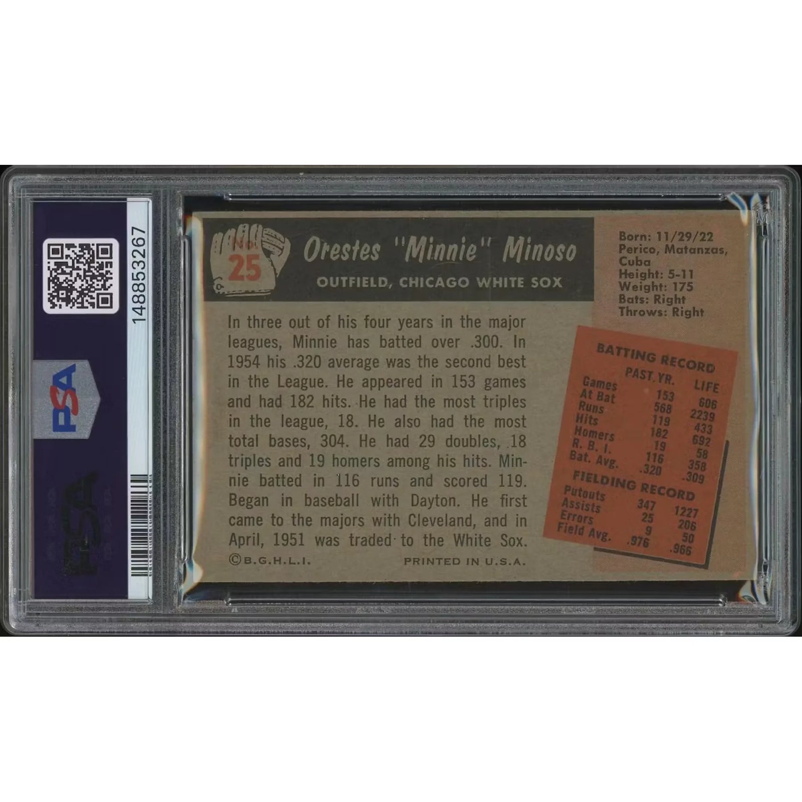 Minnie Minoso 1955 Bowman Baseball Card #25 | PSA 4 VG-EX