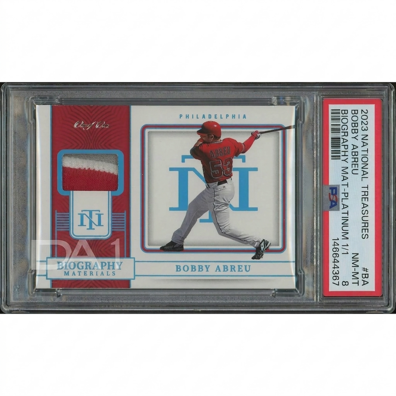 Bobby Abreu 2023 Panini National Treasures #BMBA #1 Card | PSA 8 1/1
