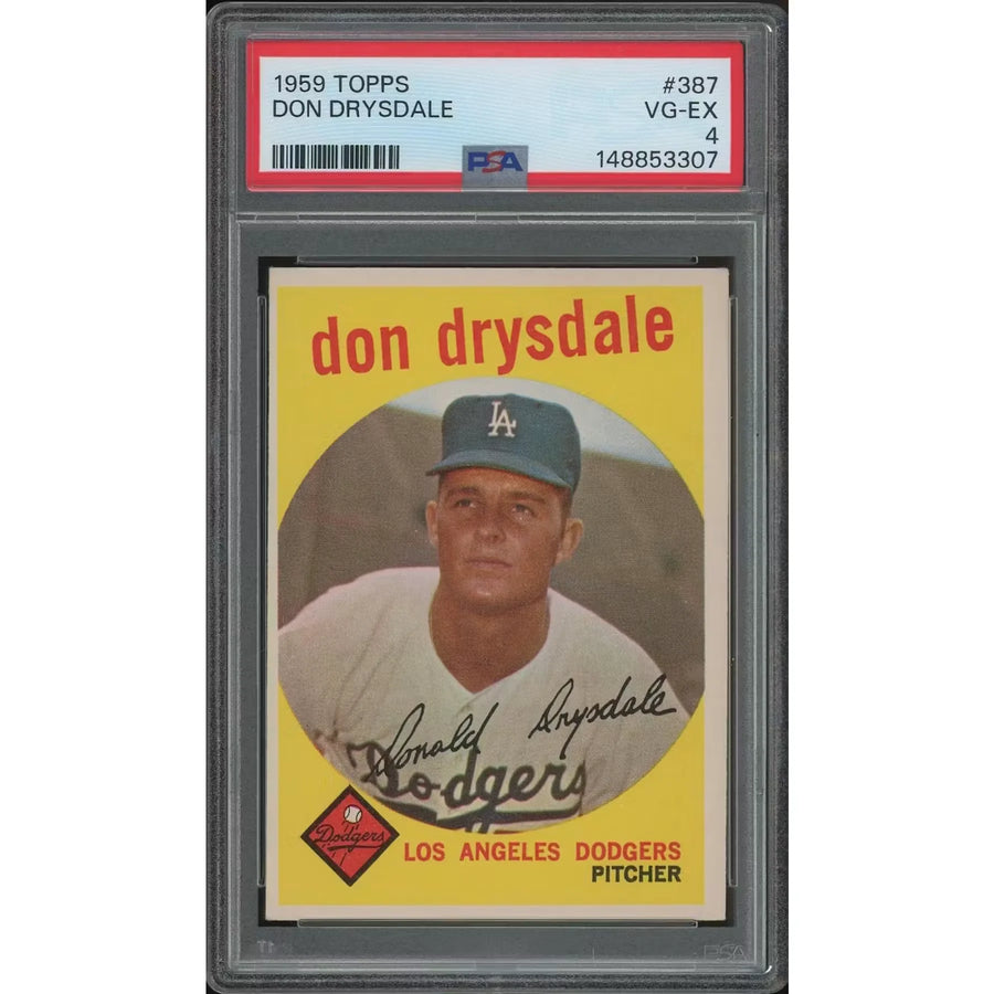 Don Drysdale 1959 Topps Baseball Card #387 | PSA 4 VG-EX