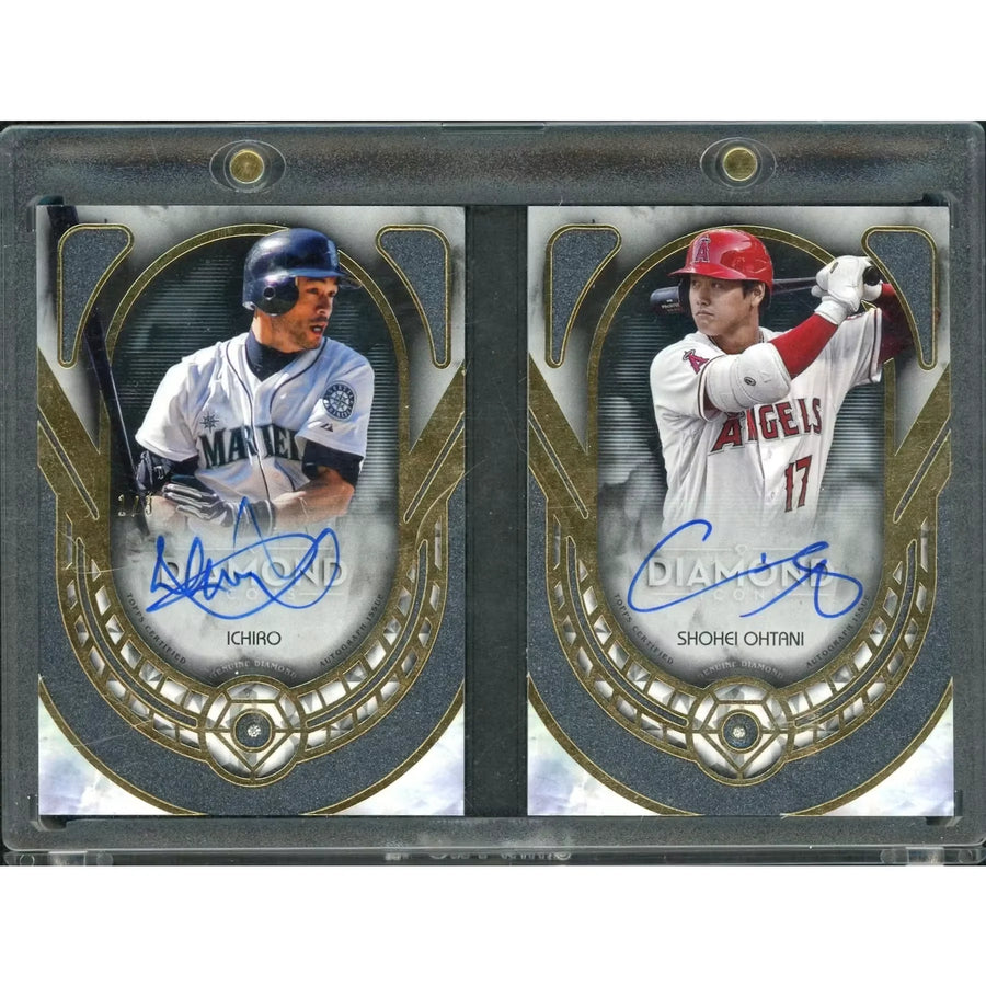 Shohei Ohtani and Ichiro Signed 2023 Topps Diamond Icons Card | Dual Auto Diamond Relic