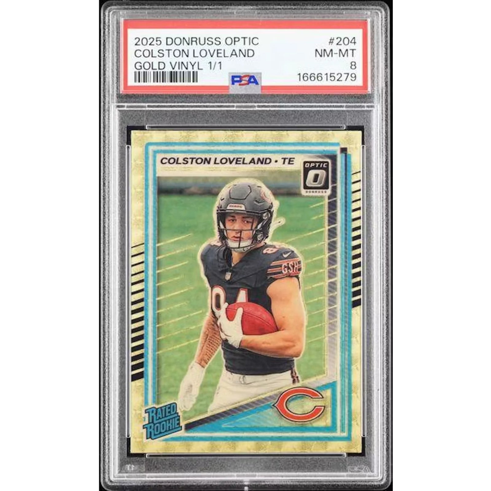 Colston Loveland 2025 Panini Donruss Optic Gold Vinyl | PSA 8 Rookie #204