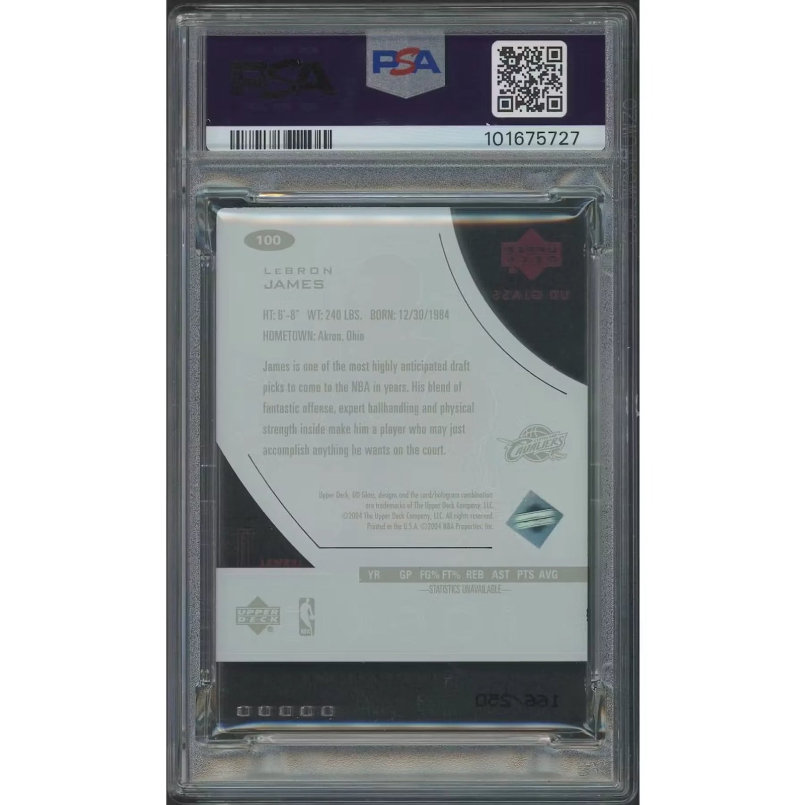 LeBron James 2003-04 Upper Deck Glass #100 Rookie | PSA 9 MINT