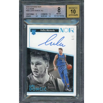 Luka Doncic 2018 Panini Noir Platinum Rookie Auto | BGS 8