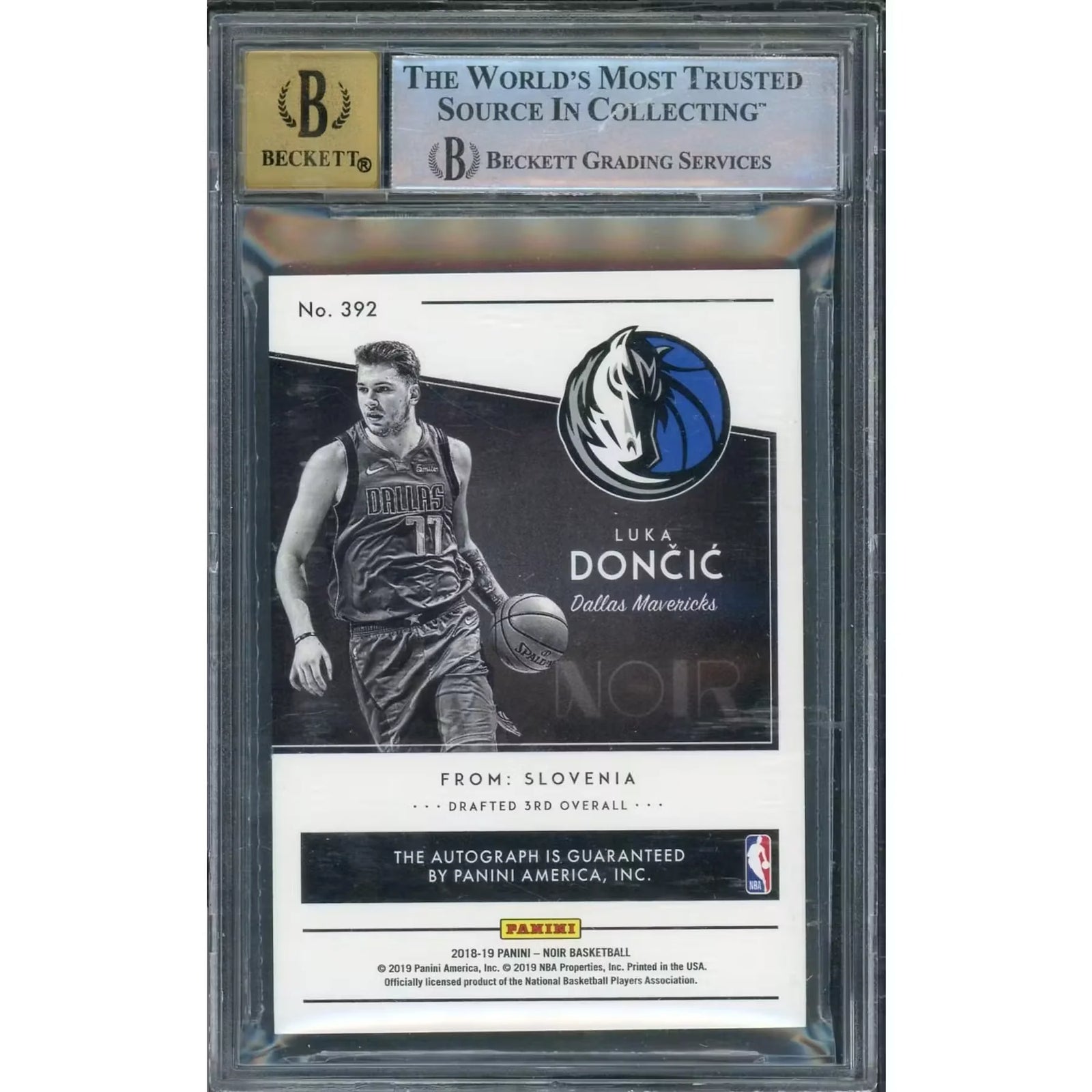 Luka Doncic 2018 Panini Noir Platinum Rookie Auto | BGS 8