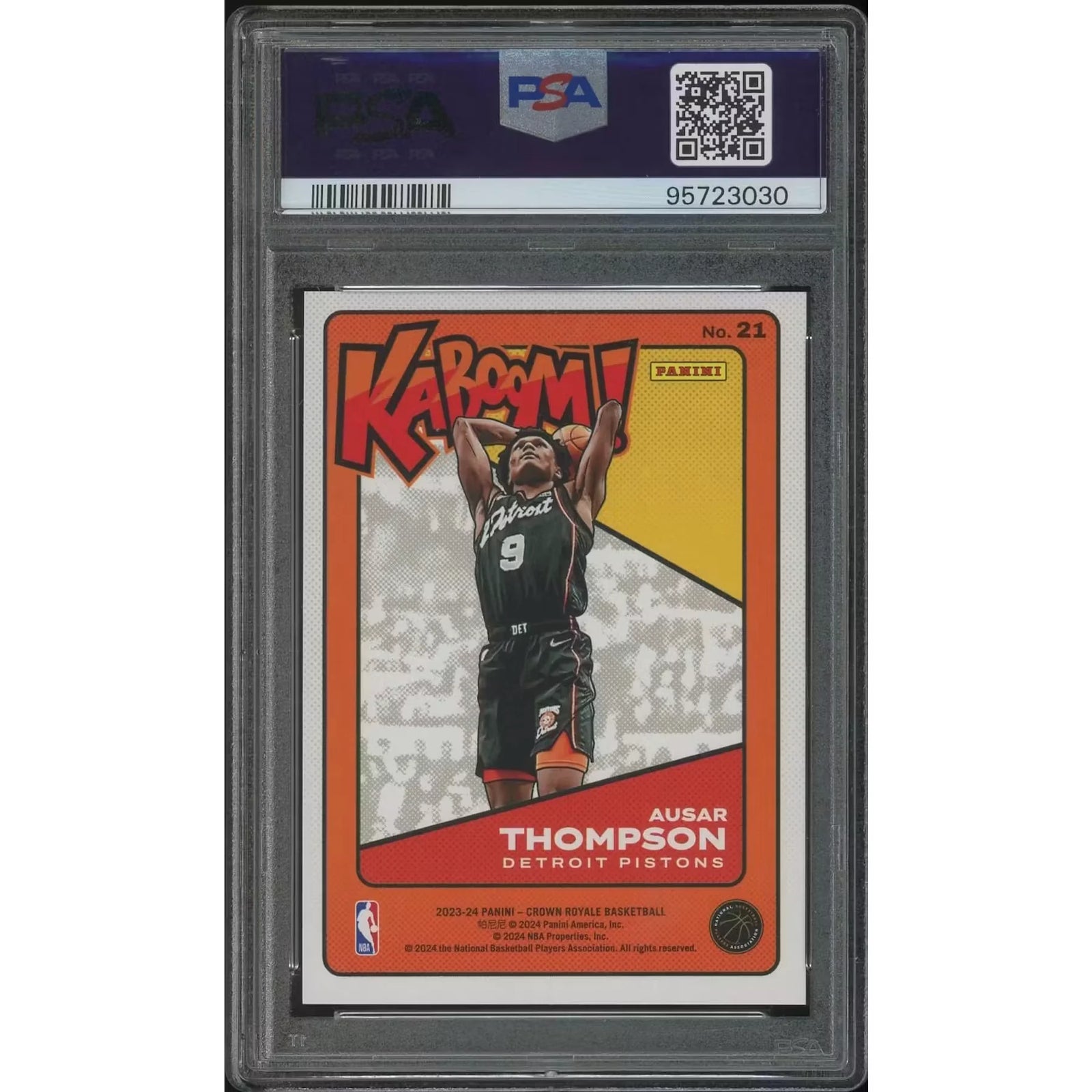 Ausar Thompson 2023-24 Crown Royale #21 Rookie Gold Kaboom | PSA 7 NM