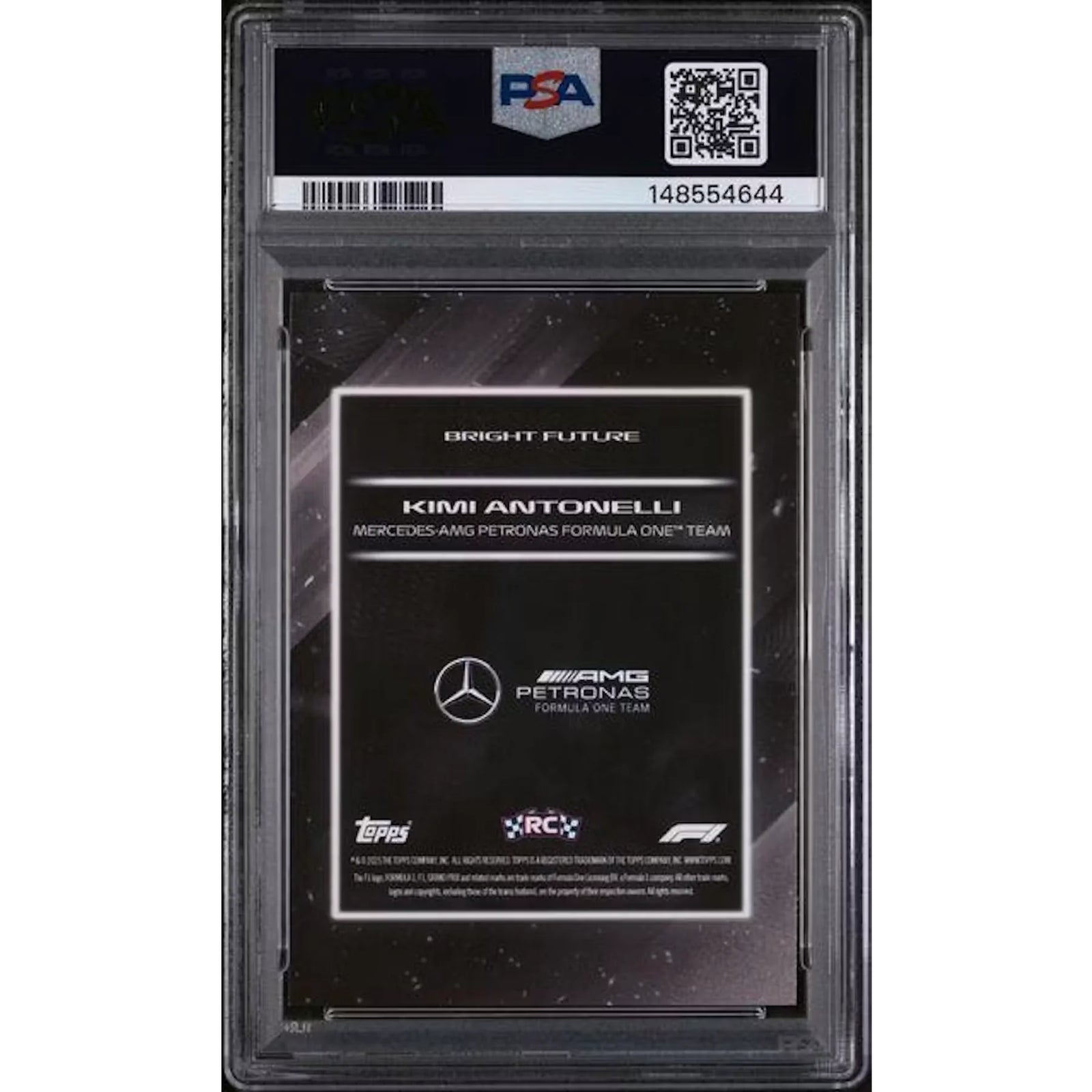 Kimi Antonelli 2025 Topps Lights Out Bright Future Black Card | PSA 9