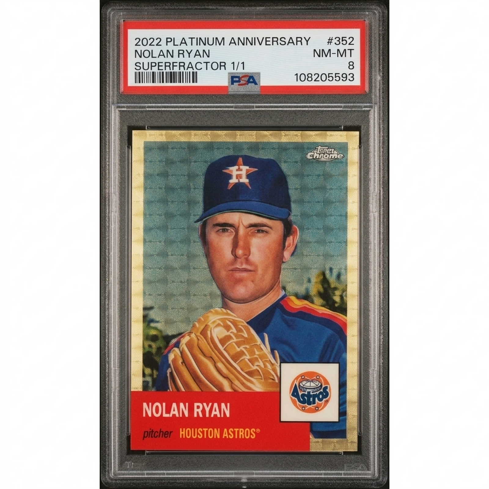 Nolan Ryan 2022 Topps Chrome Platinum Anniversary #352 Superfractor 1/1 | PSA 8