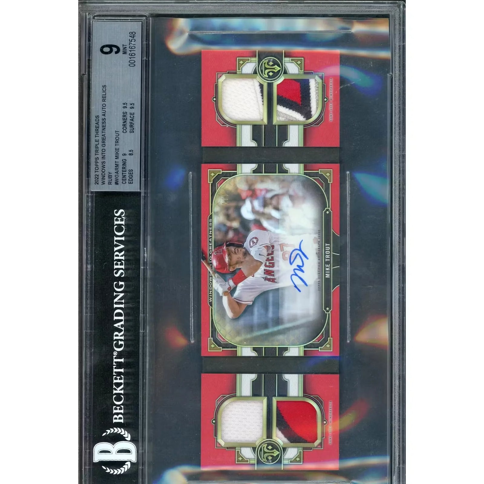 Mike Trout Signed 2022 Topps Triple Threads 1/1 Patch Auto Booklet | Red
