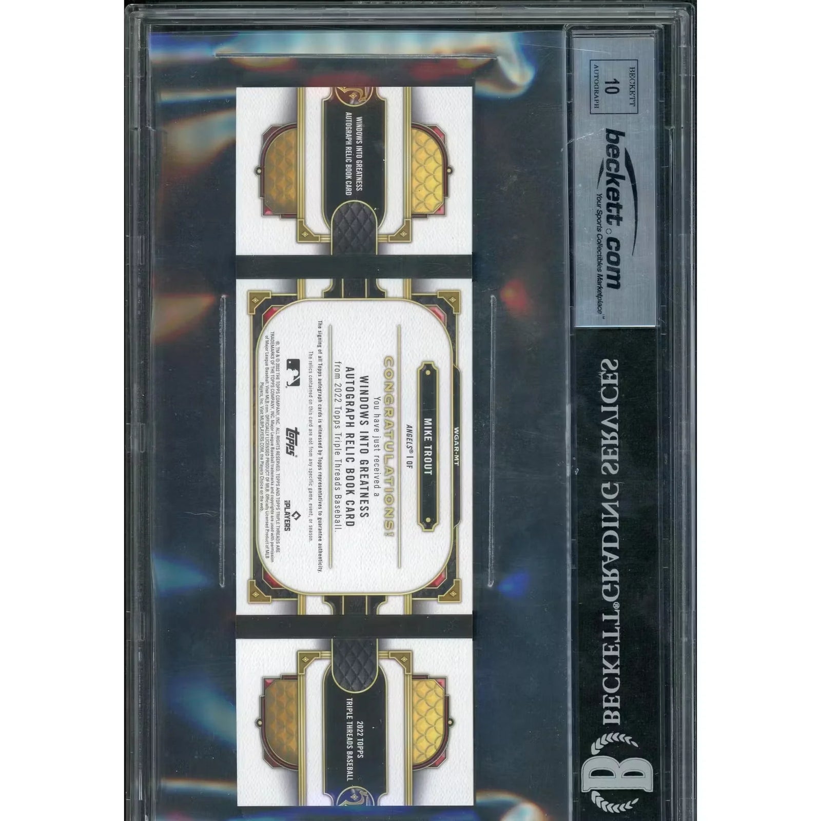 Mike Trout Signed 2022 Topps Triple Threads 1/1 Patch Auto Booklet | Red