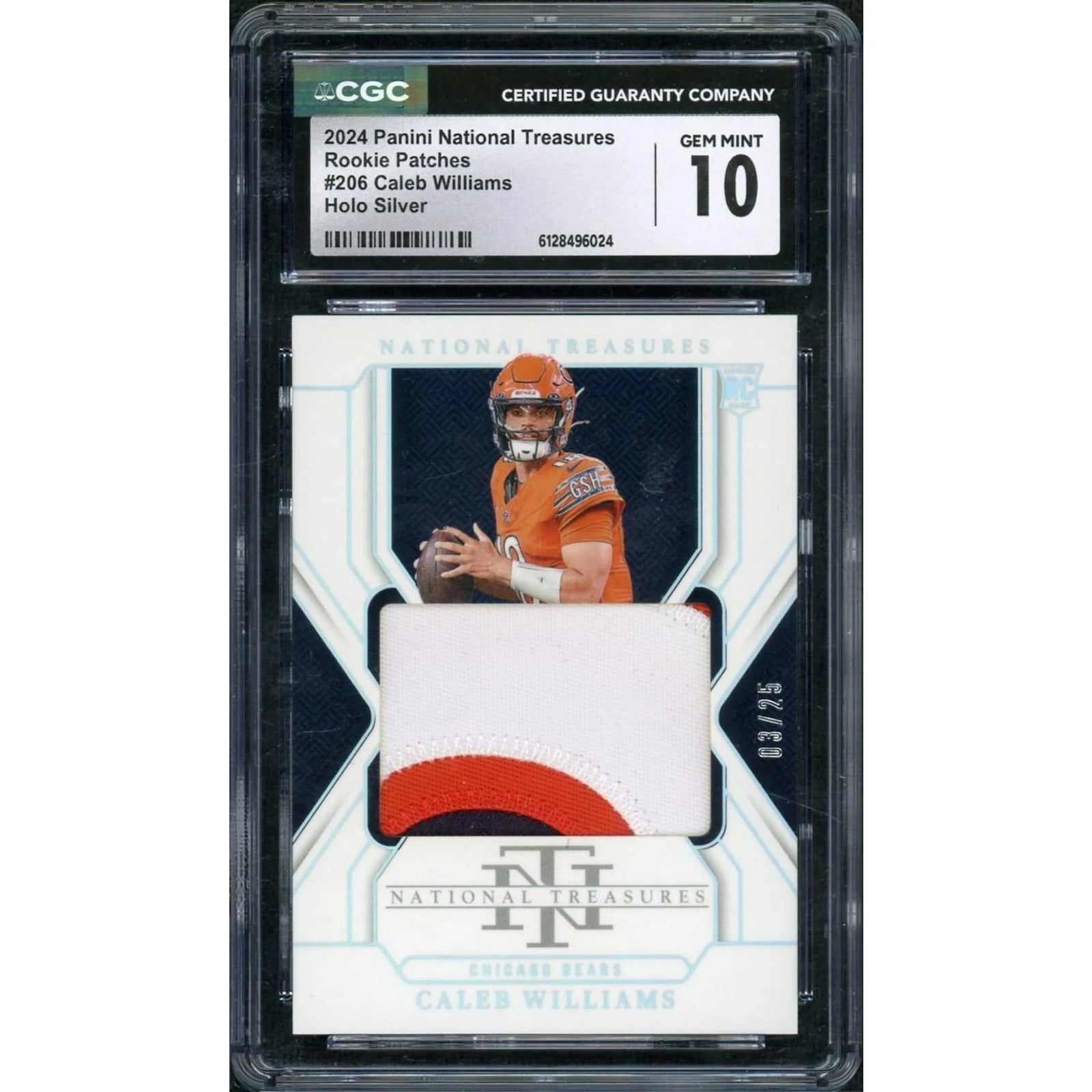 Caleb Williams 2024 Panini National Treasures Rookie Patch | Silver/25 CGC 10