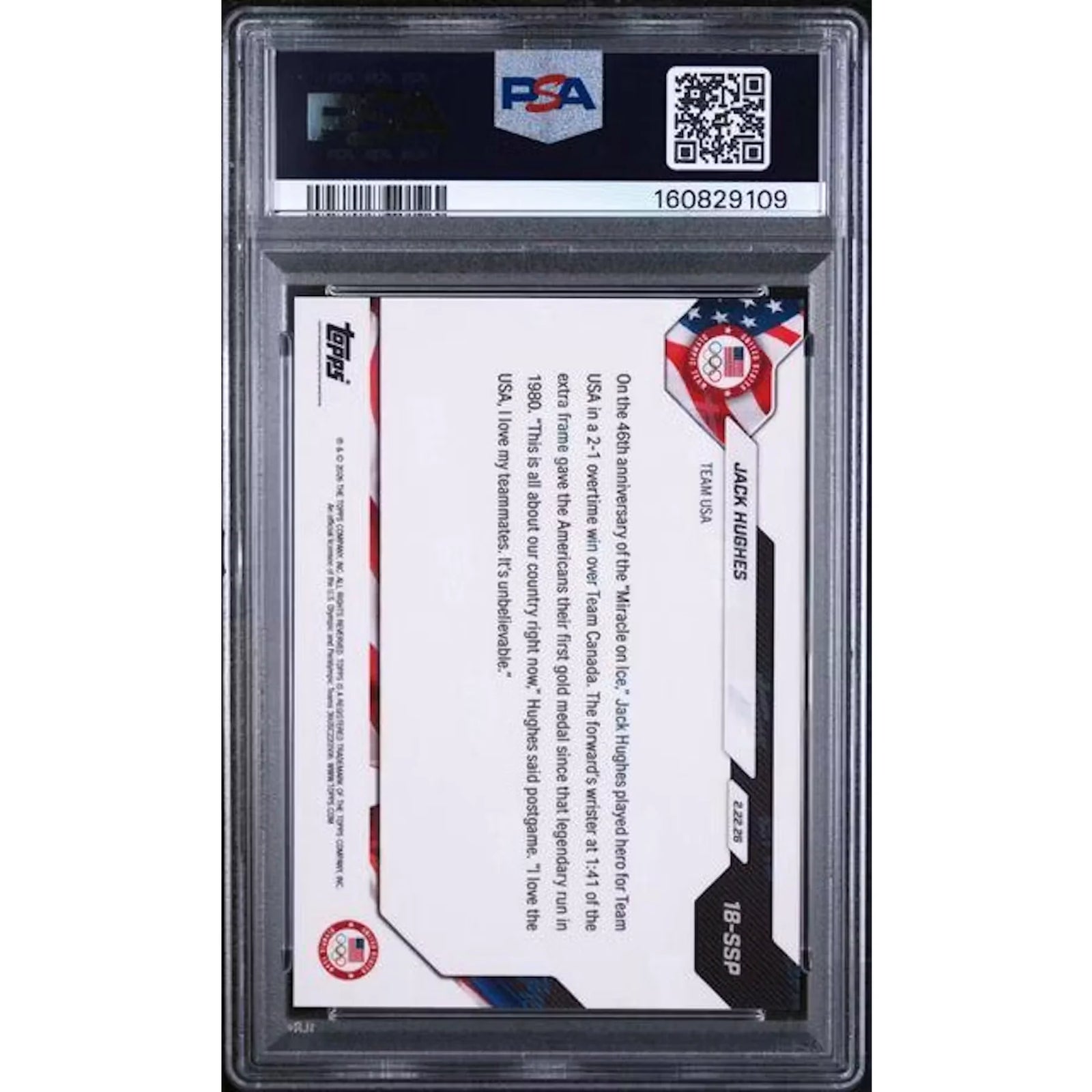 Jack Hughes 2026 Topps Now Olympics Golden Goal #18 | PSA 10
