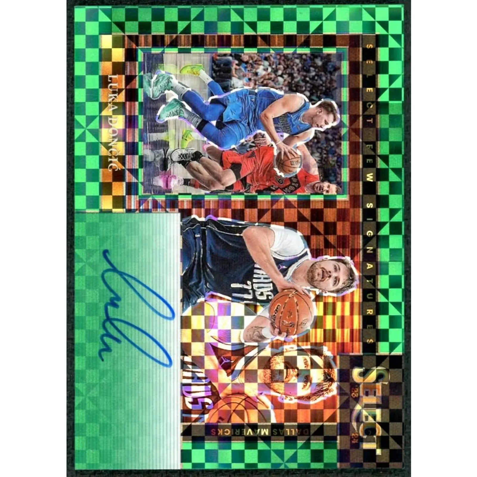 Luka Doncic Signed 2023 Panini Select Card | Green Auto/5