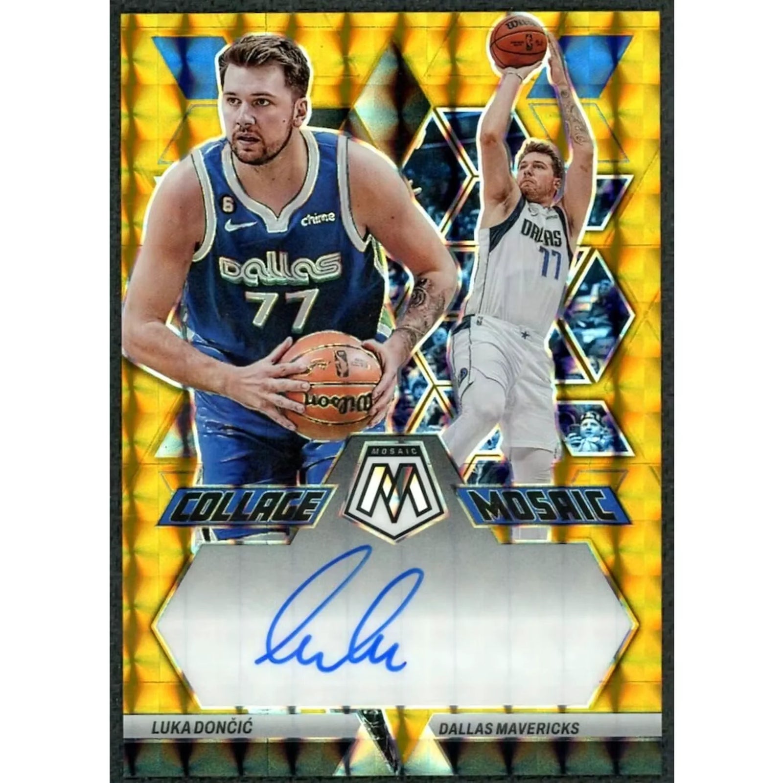 Luka Doncic Signed 2022 Panini Mosaic Card | Gold/10