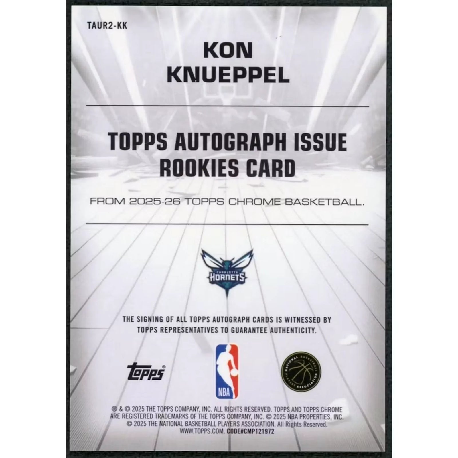 Kon Knueppel 2025-26 Topps Chrome Rookie Auto | Purple/75