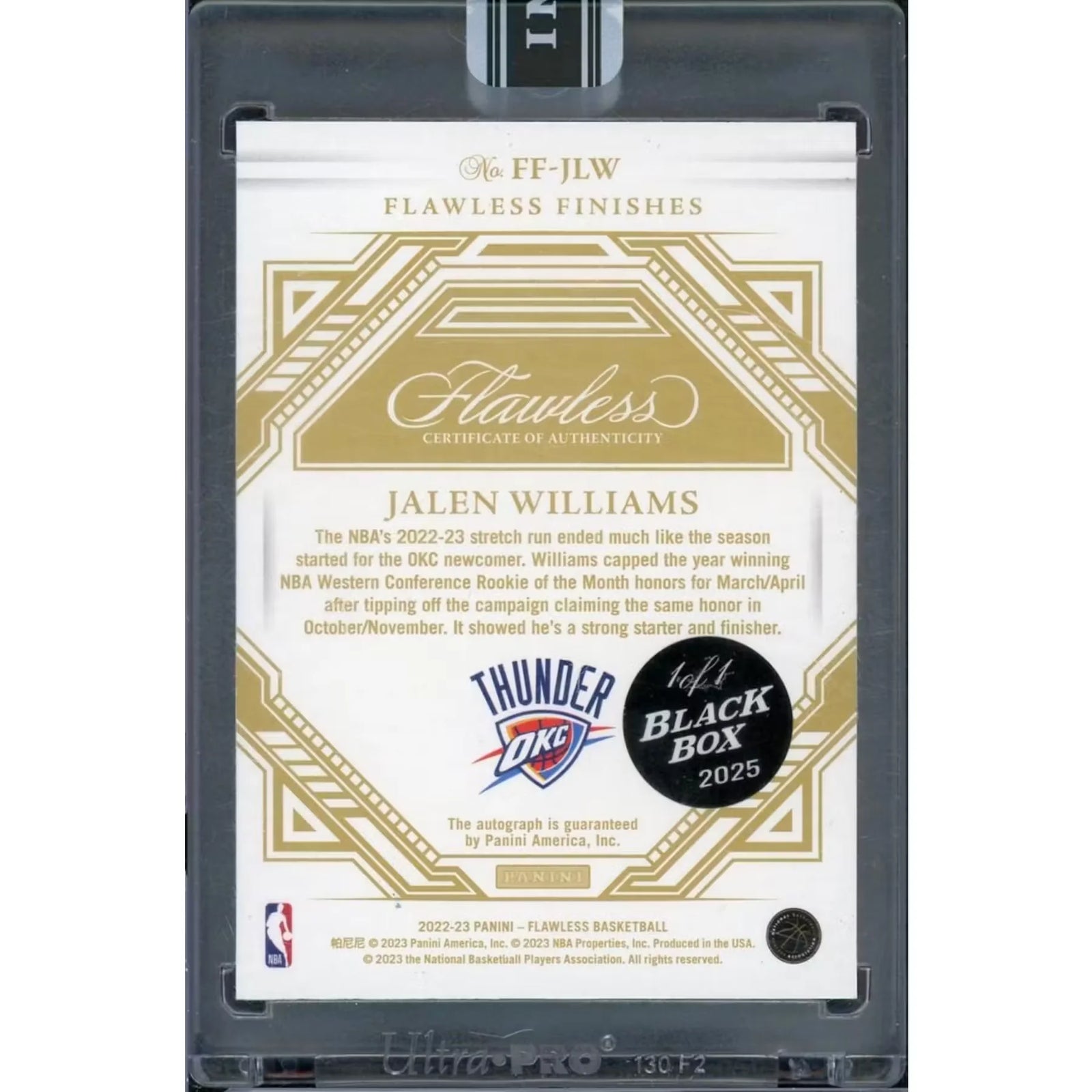 Jalen Williams Signed Rookie Card | 2022-23 Panini Flawless Green Auto 1/1 (Ships Sealed Only)