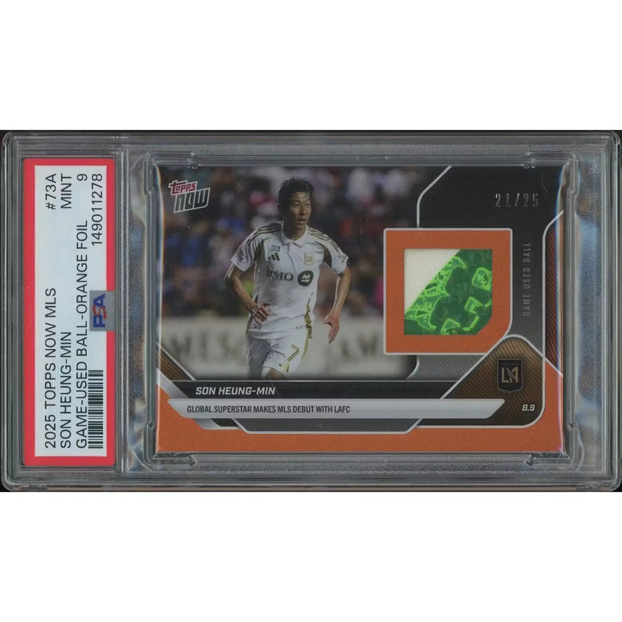 Son Heung-Min Signed 2025 Topps Now MLS Card | Orange Foil Game Used Ball Relic #21/25 PSA