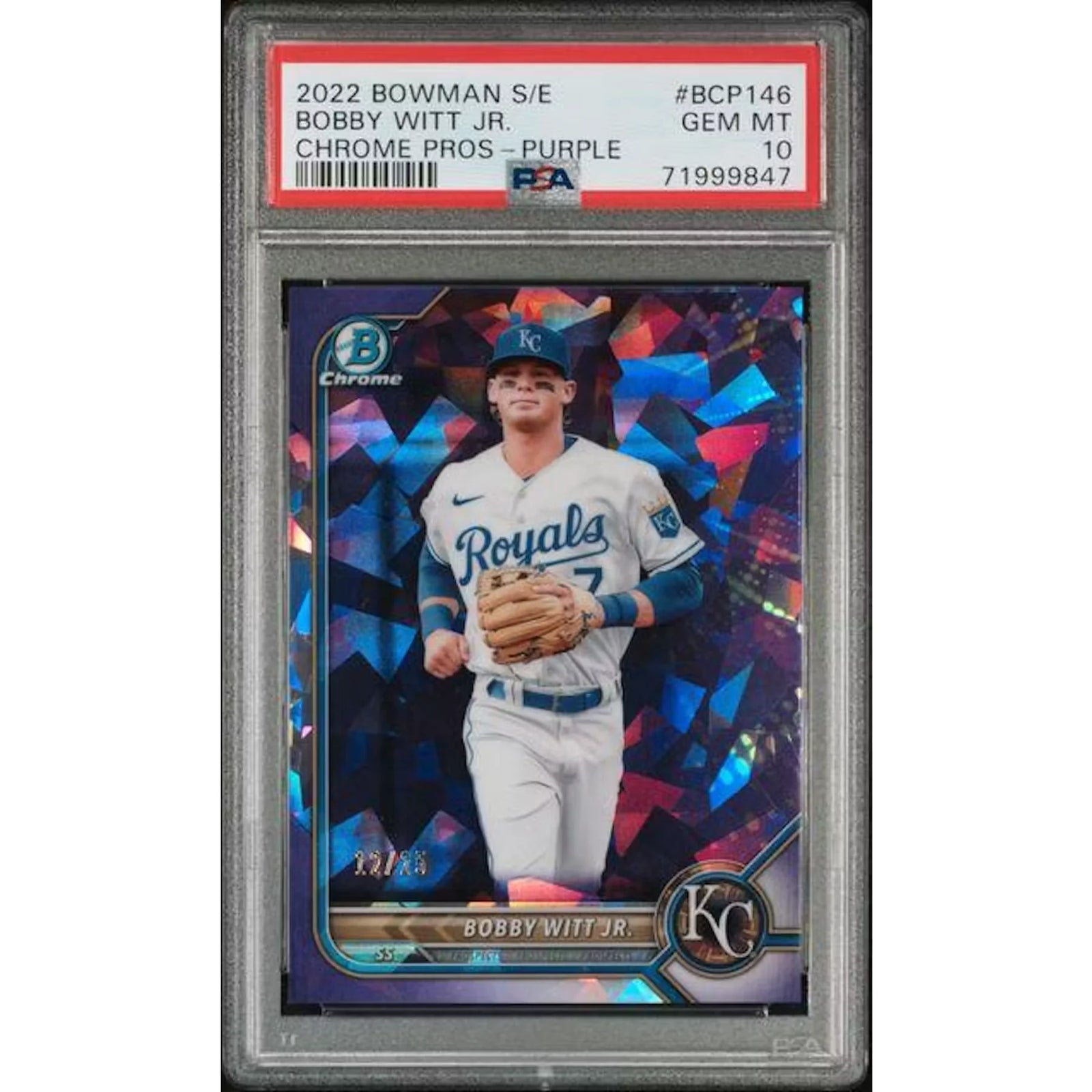 Bobby Witt Jr 2022 Bowman Chrome Sapphire Purple/25 | PSA 10