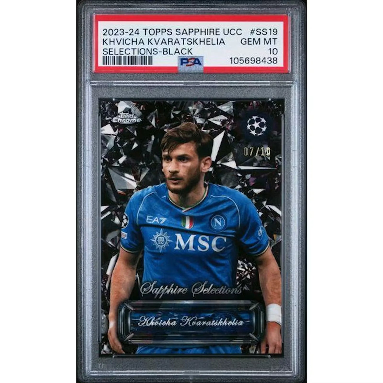 Khivicha Kvaratskhelia 2023-24 Topps Chrome Sapphire Selections Black/10 | PSA 10