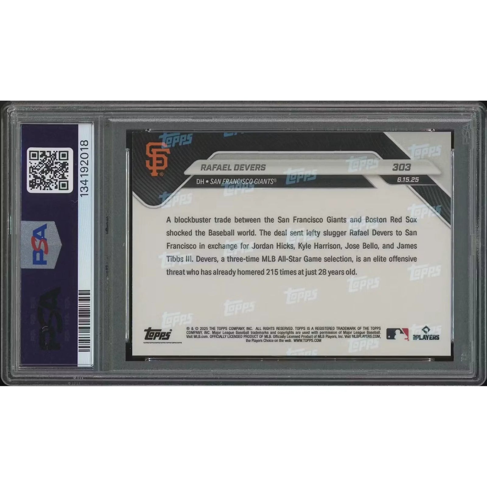 Rafael Devers 2025 Topps Now #303 Foilfractor | PSA 10 Gem Mint
