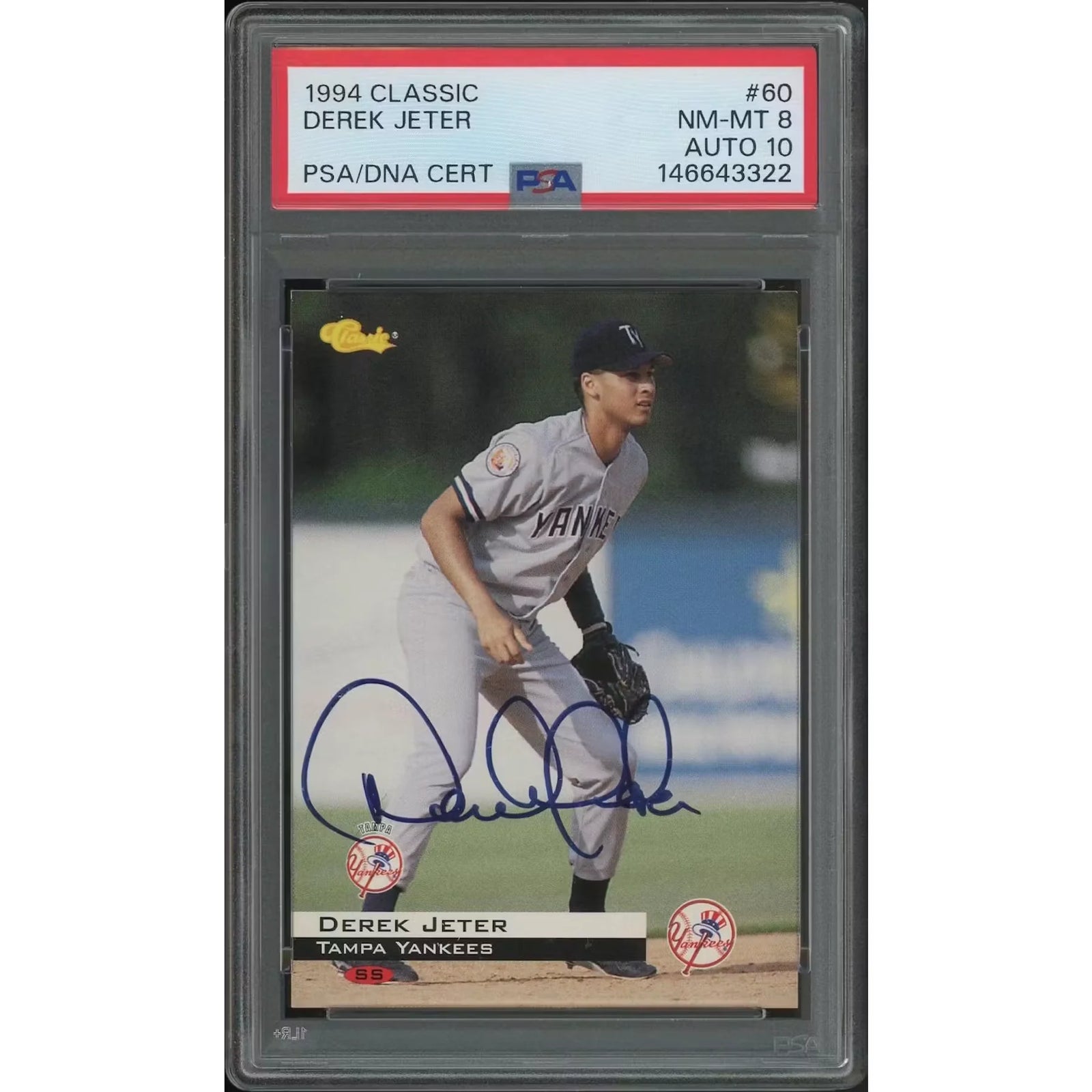 Derek Jeter Signed 1994 Classic Baseball #60 | PSA 8 NM-MT