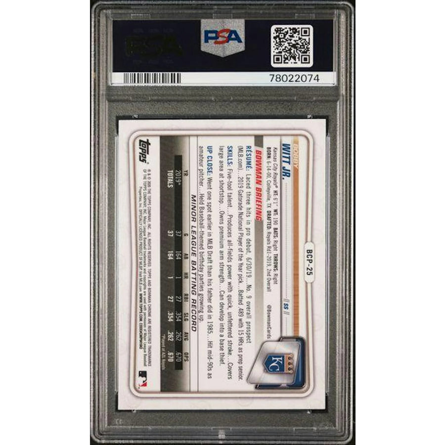 Bobby Witt Jr 2020 Bowman Chrome Sapphire #BCP-25 | PSA 10