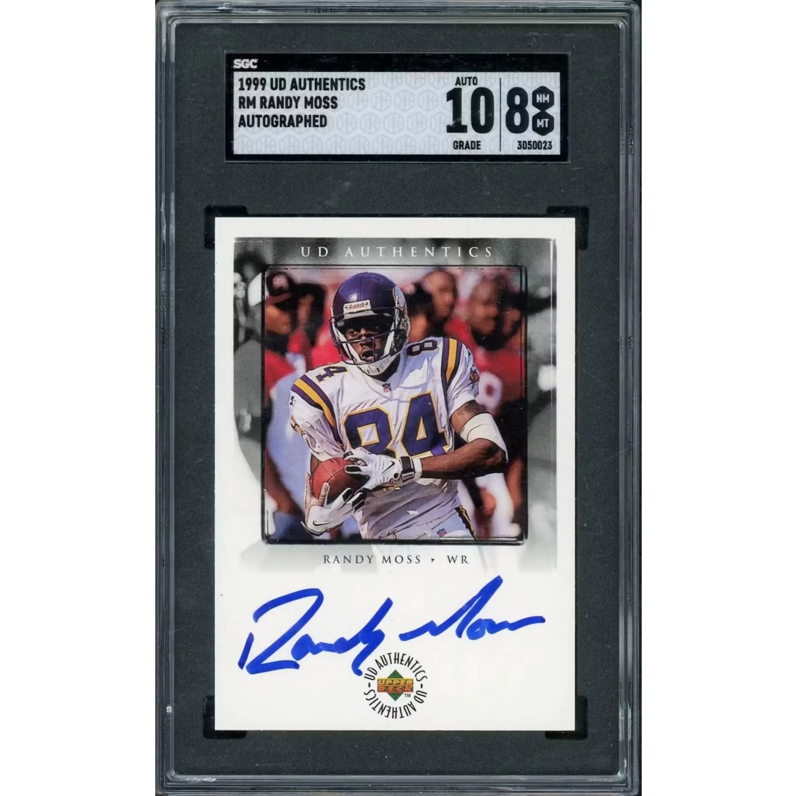 Randy Moss Signed 1999 Upper Deck Authentics Card | SGC 8