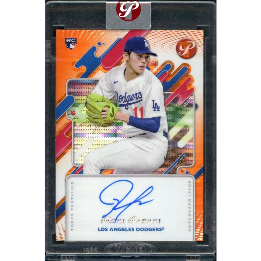 Roki Sasaki Signed 2025 Topps Pristine Rookie Card | Orange Auto/25