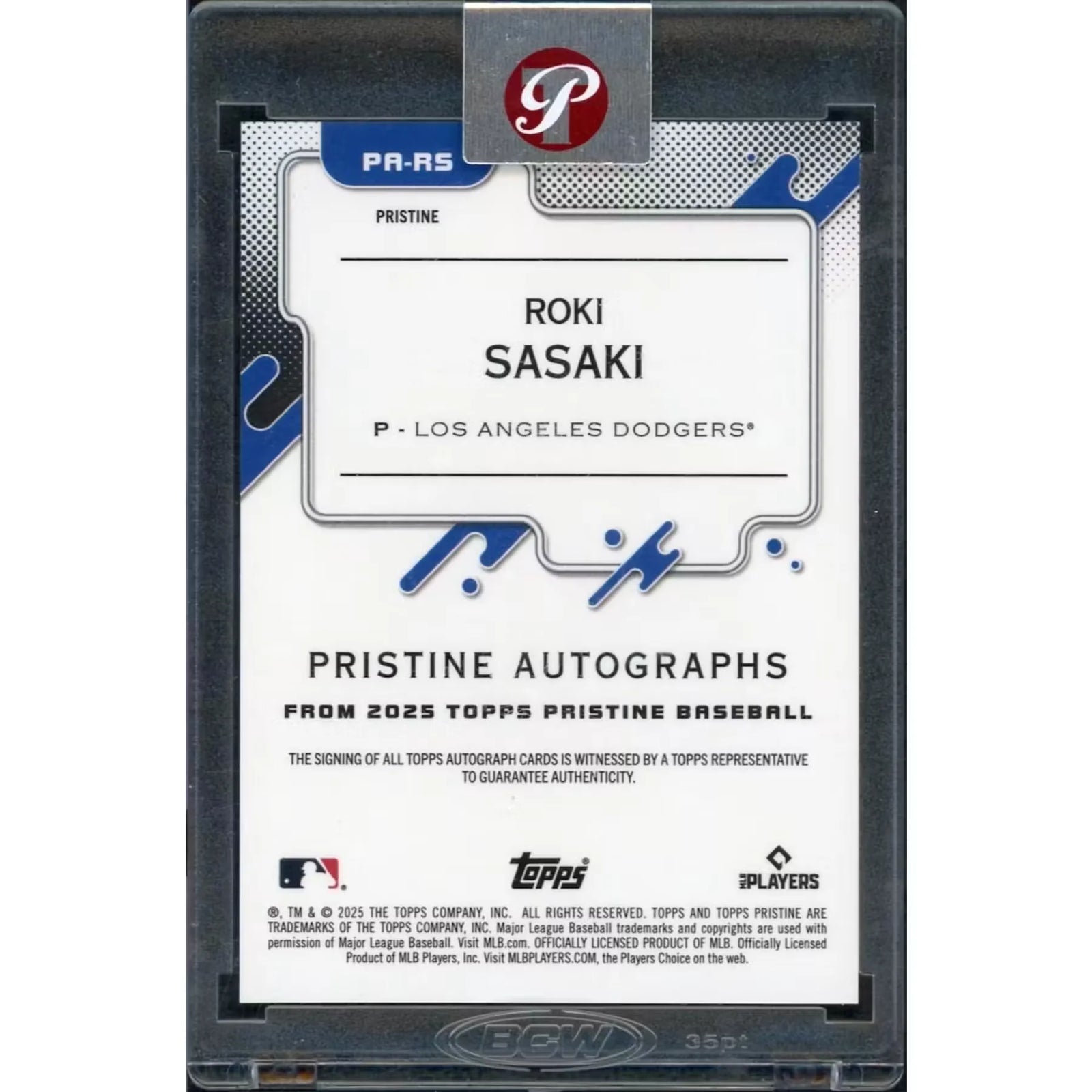 Roki Sasaki Signed 2025 Topps Pristine Rookie Card | Orange Auto/25