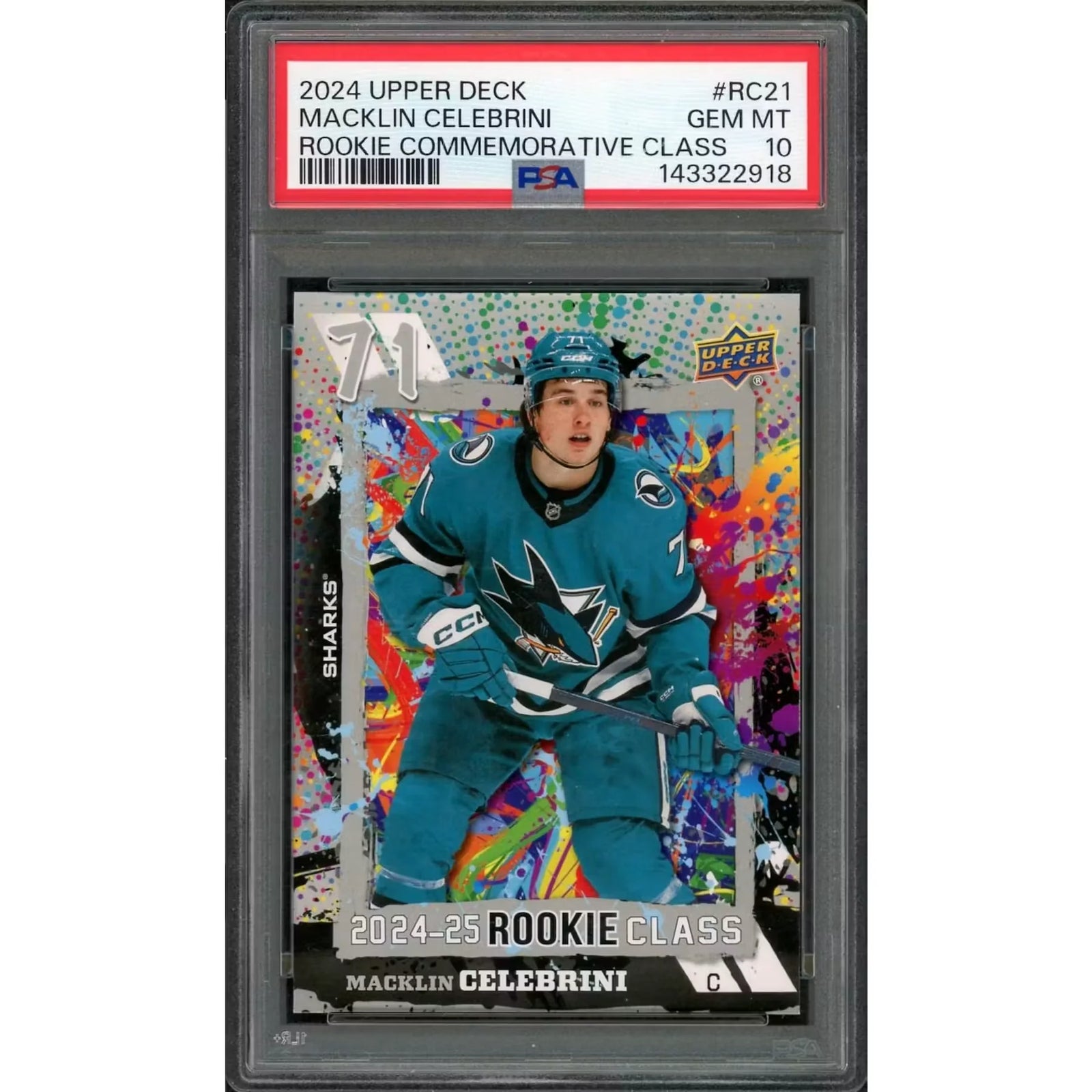 Macklin Celebrini Signed Rookie Commemorative Card | 2024-25 Upper Deck RC21