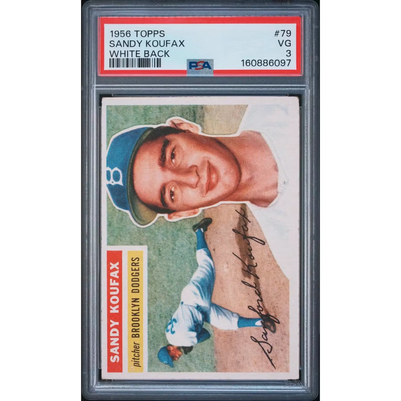 Sandy Koufax 1956 Topps White Back Rookie #79 | PSA 3