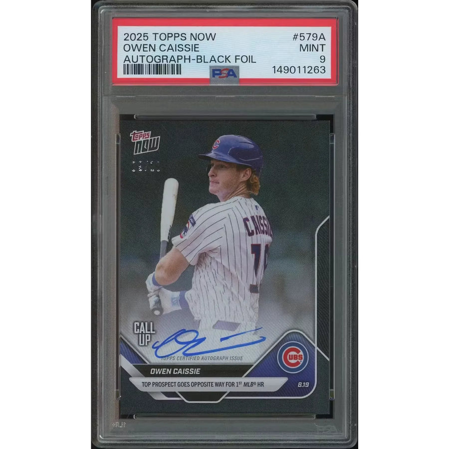 Owen Cassie Signed 2025 Topps Now Baseball Card | Black Foil Rookie Auto PSA 9