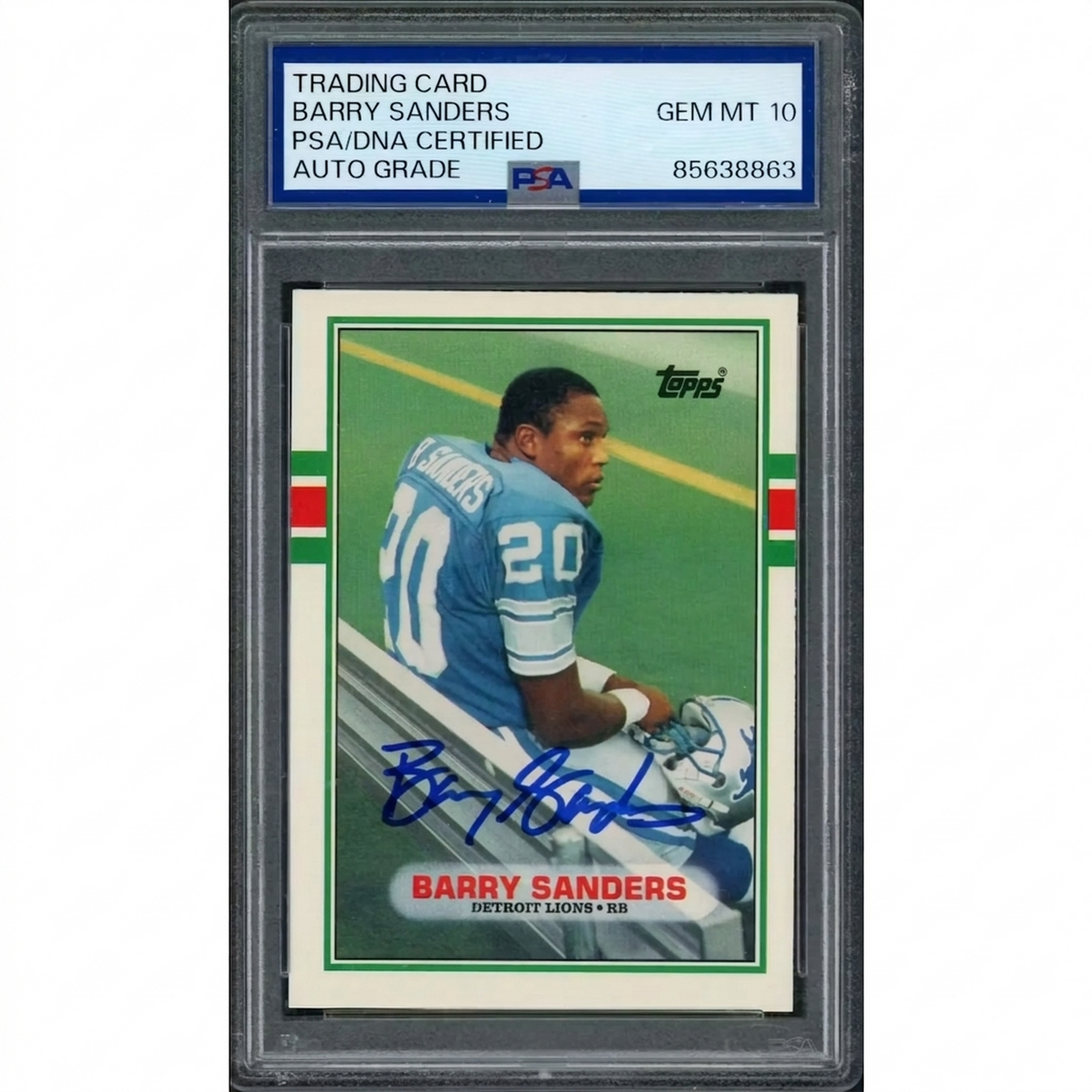 Barry Sanders Signed 1989 Topps Traded Rookie Card | PSA/DNA 10