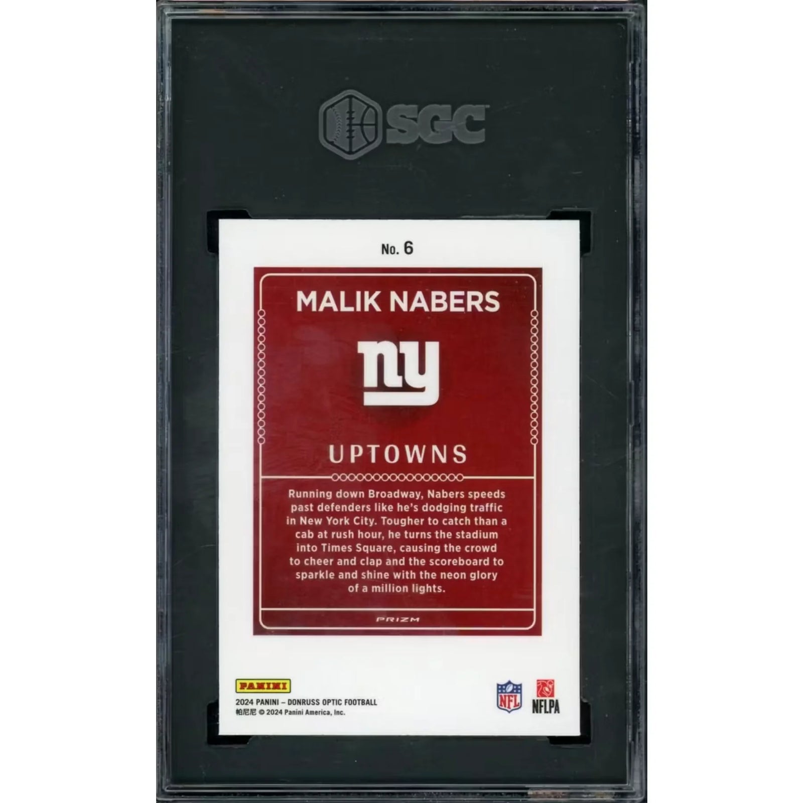 Malik Nabers 2024 Panini Donruss Optic Uptowns #6 | SGC 10