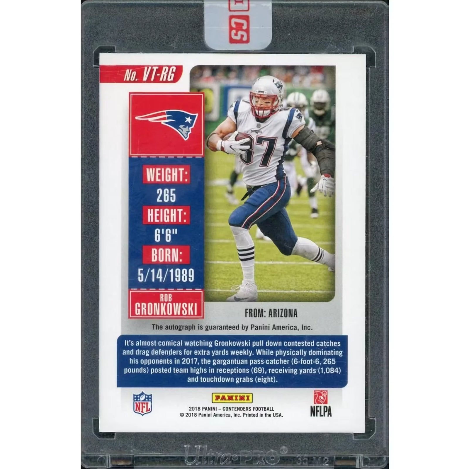 Rob Gronkowski Signed 2018 Panini Contenders Card | Veteran Ticket Auto
