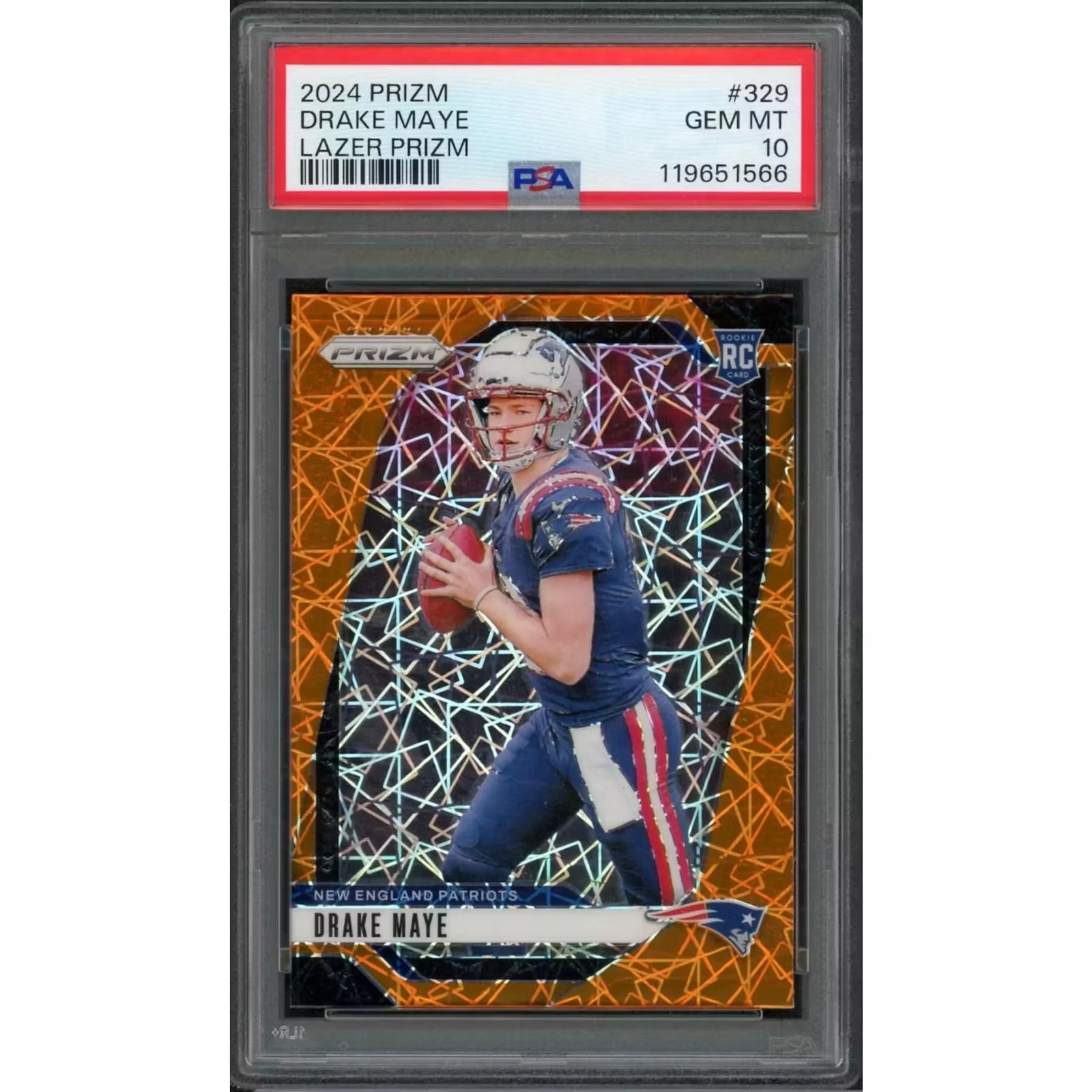 Drake Maye 2024 Panini Prizm Lazer Prizm #329 | PSA 10