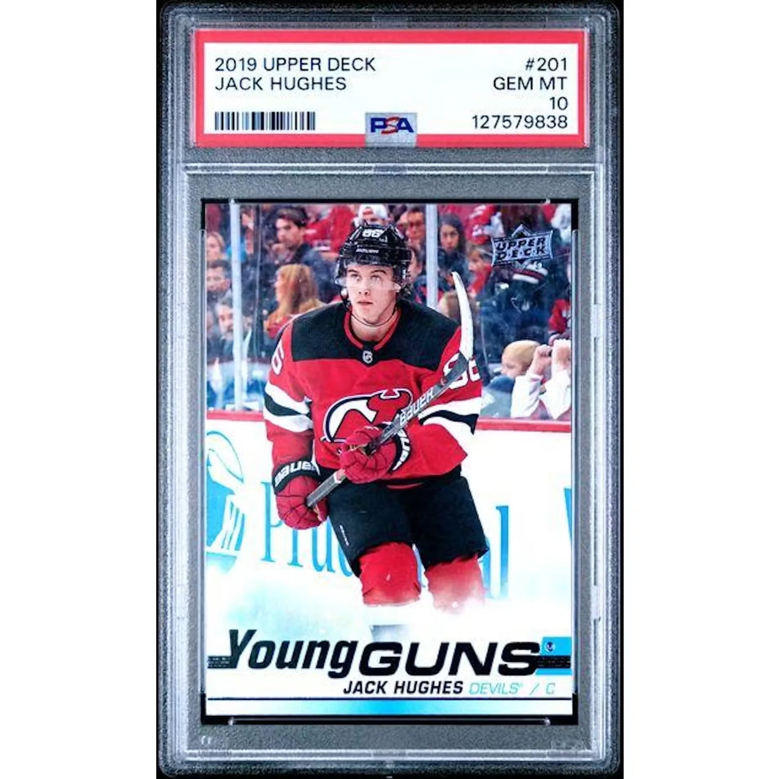 Jack Hughes 2019-20 Upper Deck Young Guns Rookie Card #201 | PSA 10
