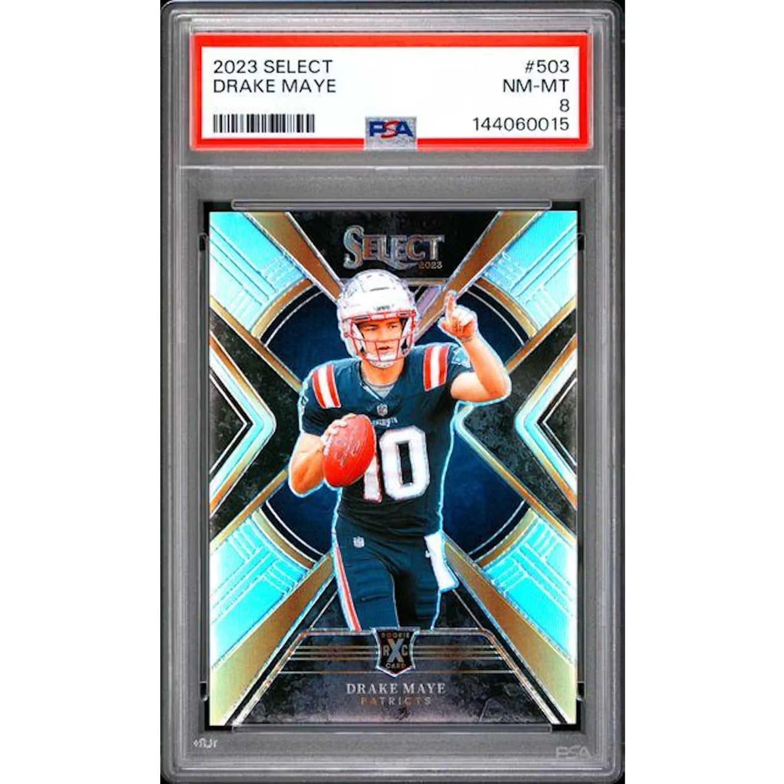 Drake Maye 2023 Panini Select XRC #503 | PSA 8