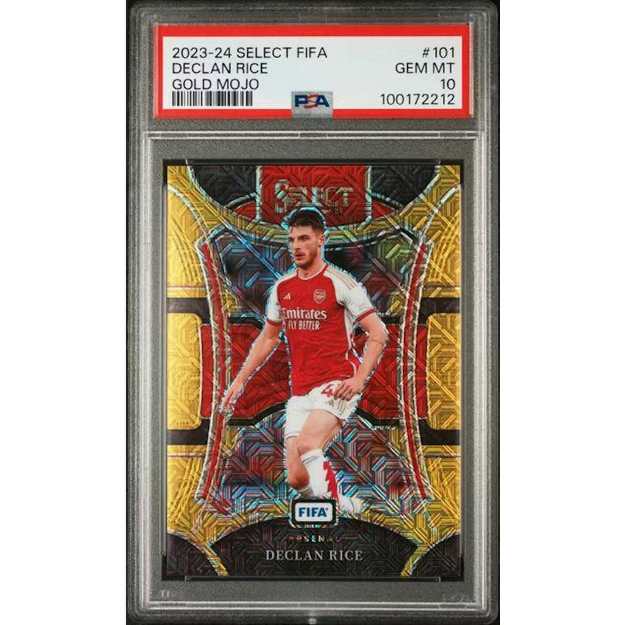 Declan Rice Signed 2023-24 Panini Select FIFA #101 Card | Gold Mojo PSA 10
