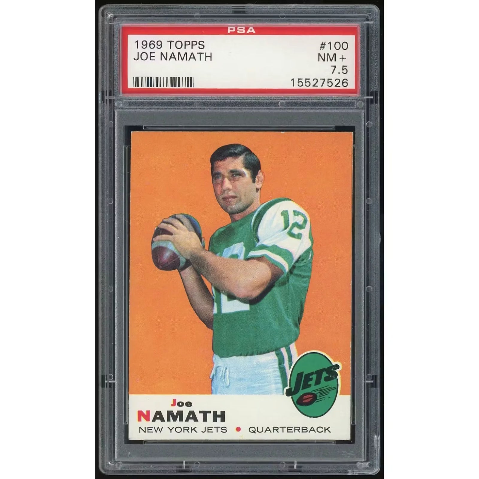 1969 Topps #100 Joe Namath Card | PSA 7.5