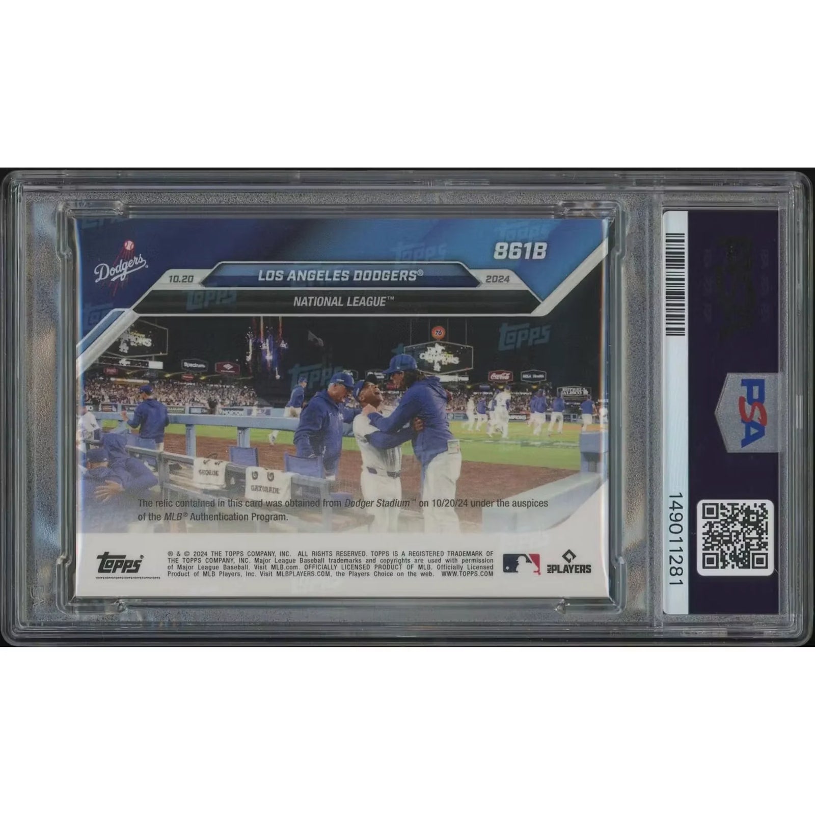 2024 Topps Now #861B Los Angeles Dodgers Black Game Used Base Relic | PSA 7