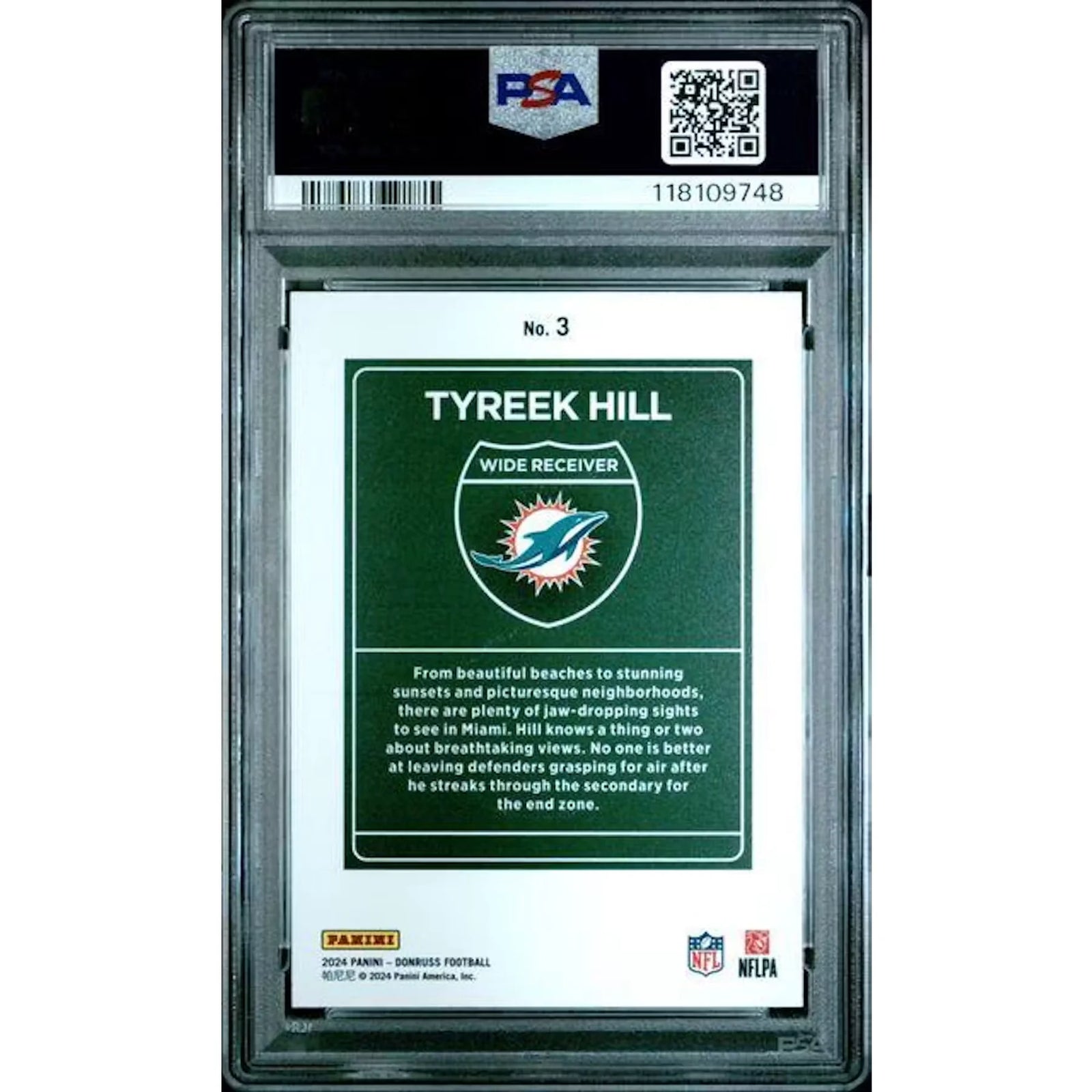Tyreek Hill 2024 Panini Donruss Downtown #3 | PSA 9