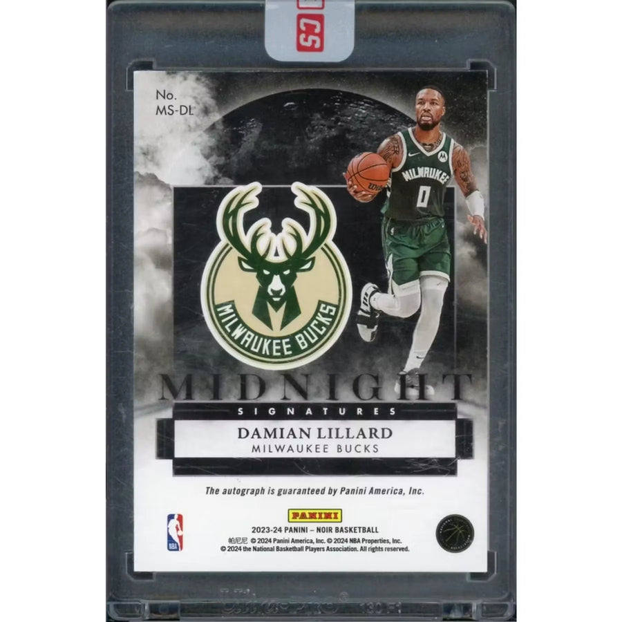 Damian Lillard Signed 2023-24 Panini Noir Card | Midnight Signatures Auto/10