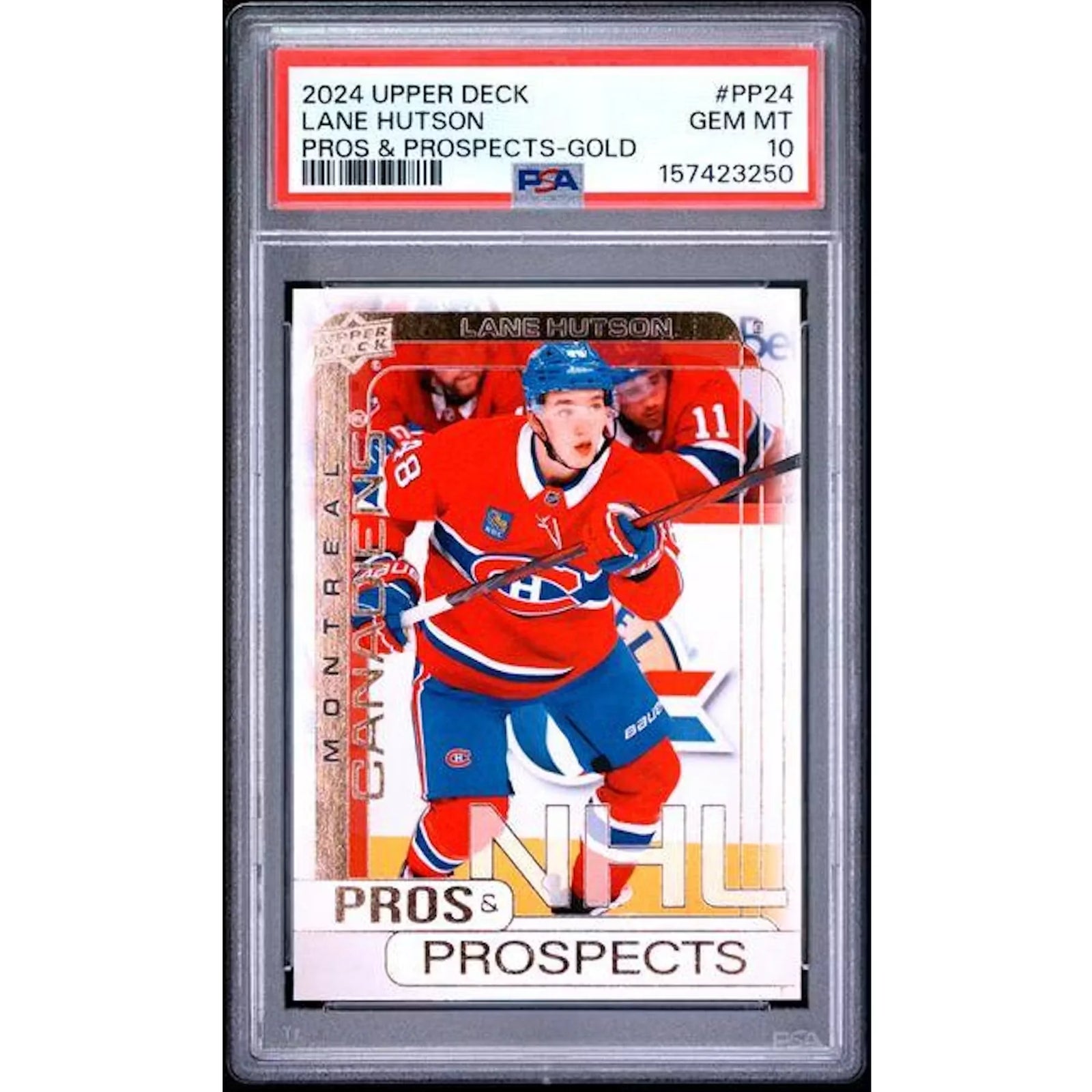 2024-25 Lane Hutson Signed Pros & Prospects Gold Card | PSA 10