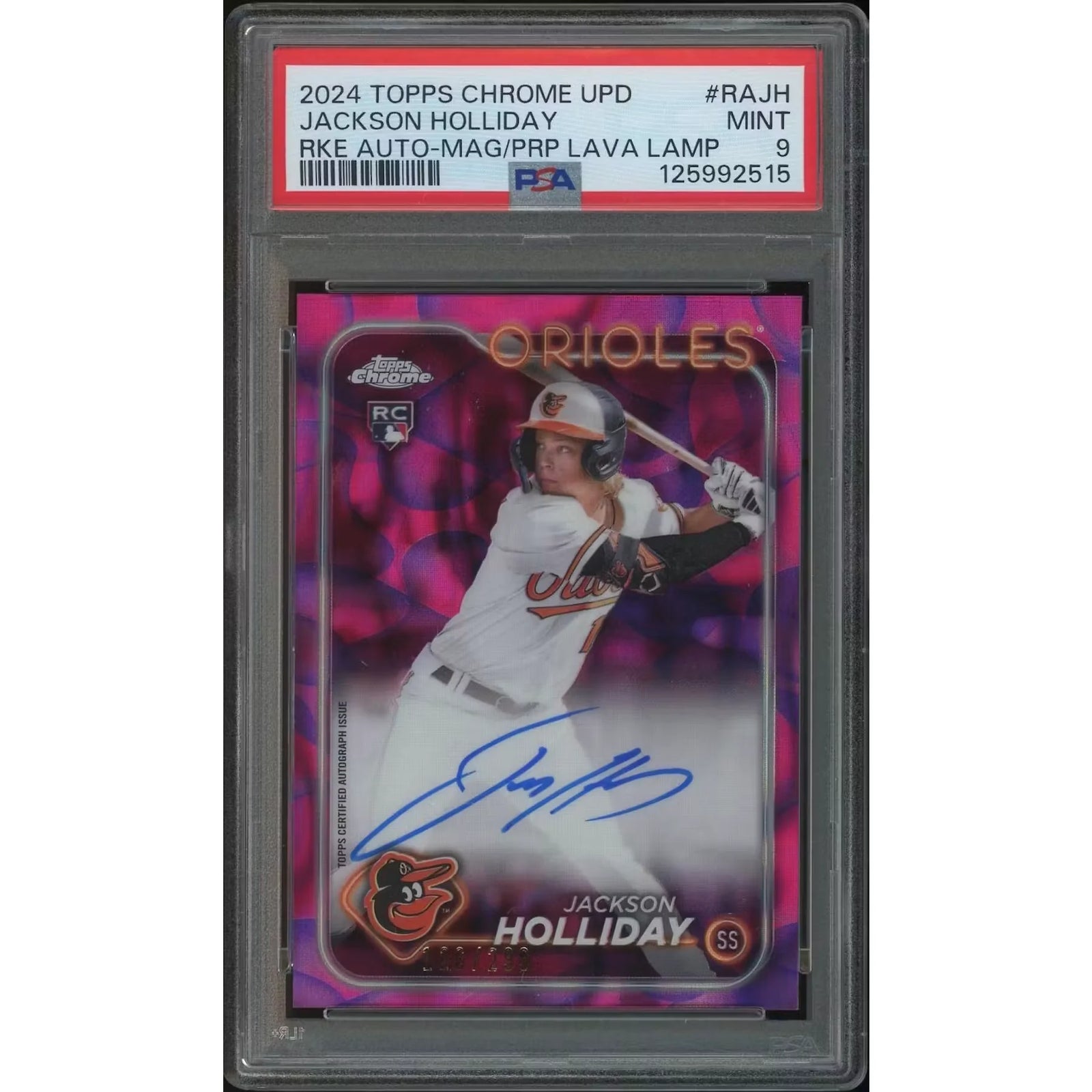 Jackson Holliday 2024 Topps Chrome Update Rookie Auto | Magenta Purple Refractor PSA 9 #12