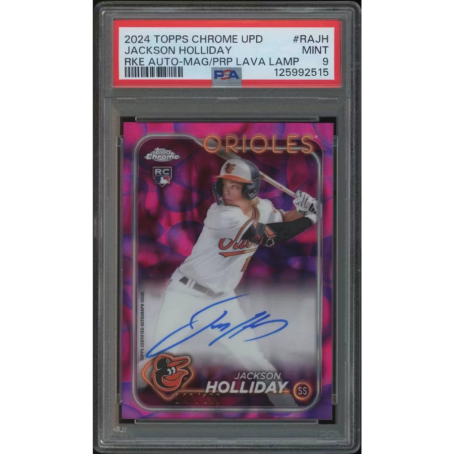 Jackson Holliday 2024 Topps Chrome Update Rookie Auto | Magenta Purple Refractor PSA 9 #12
