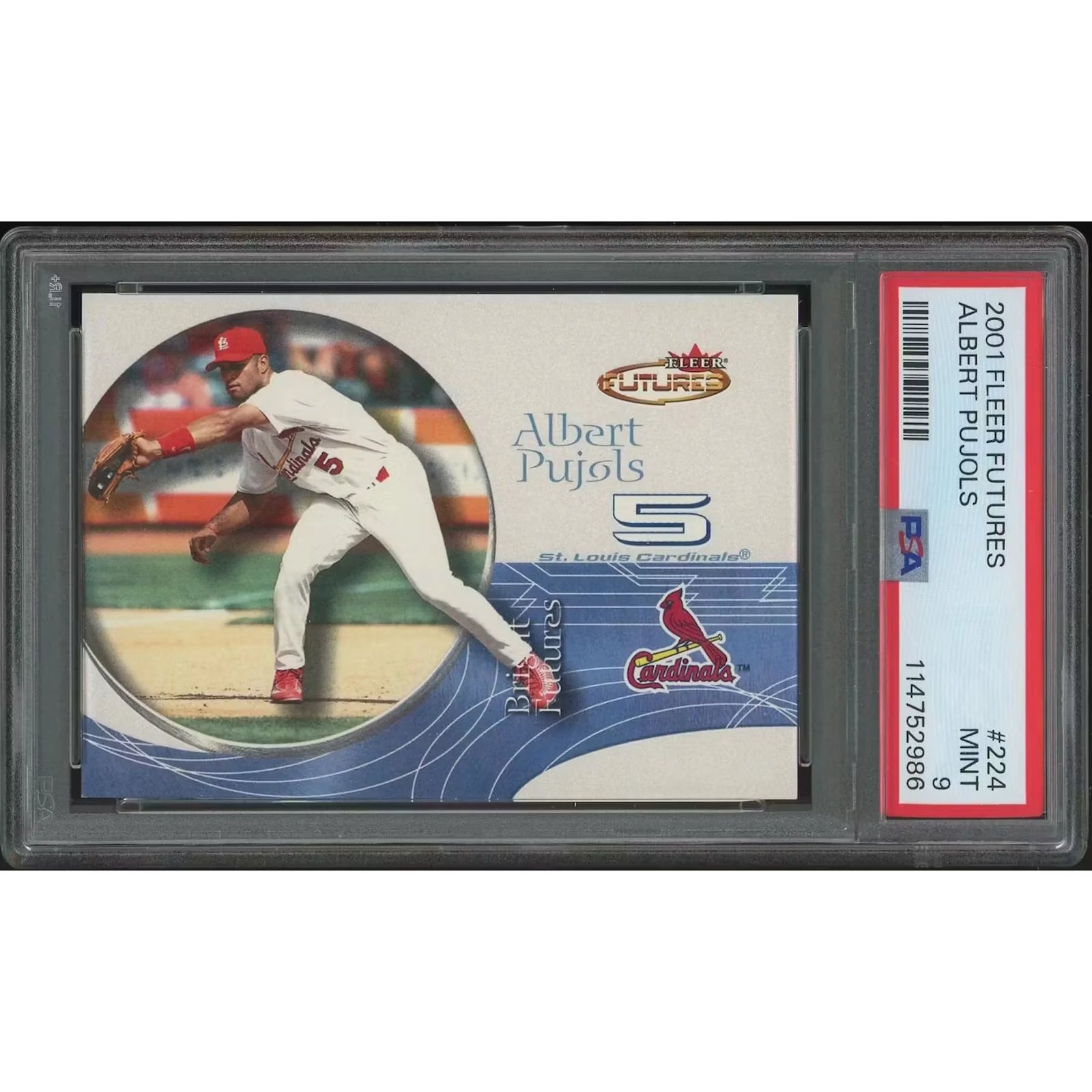 Albert Pujols 2001 Fleer Futures Rookie Card #224 | PSA 9