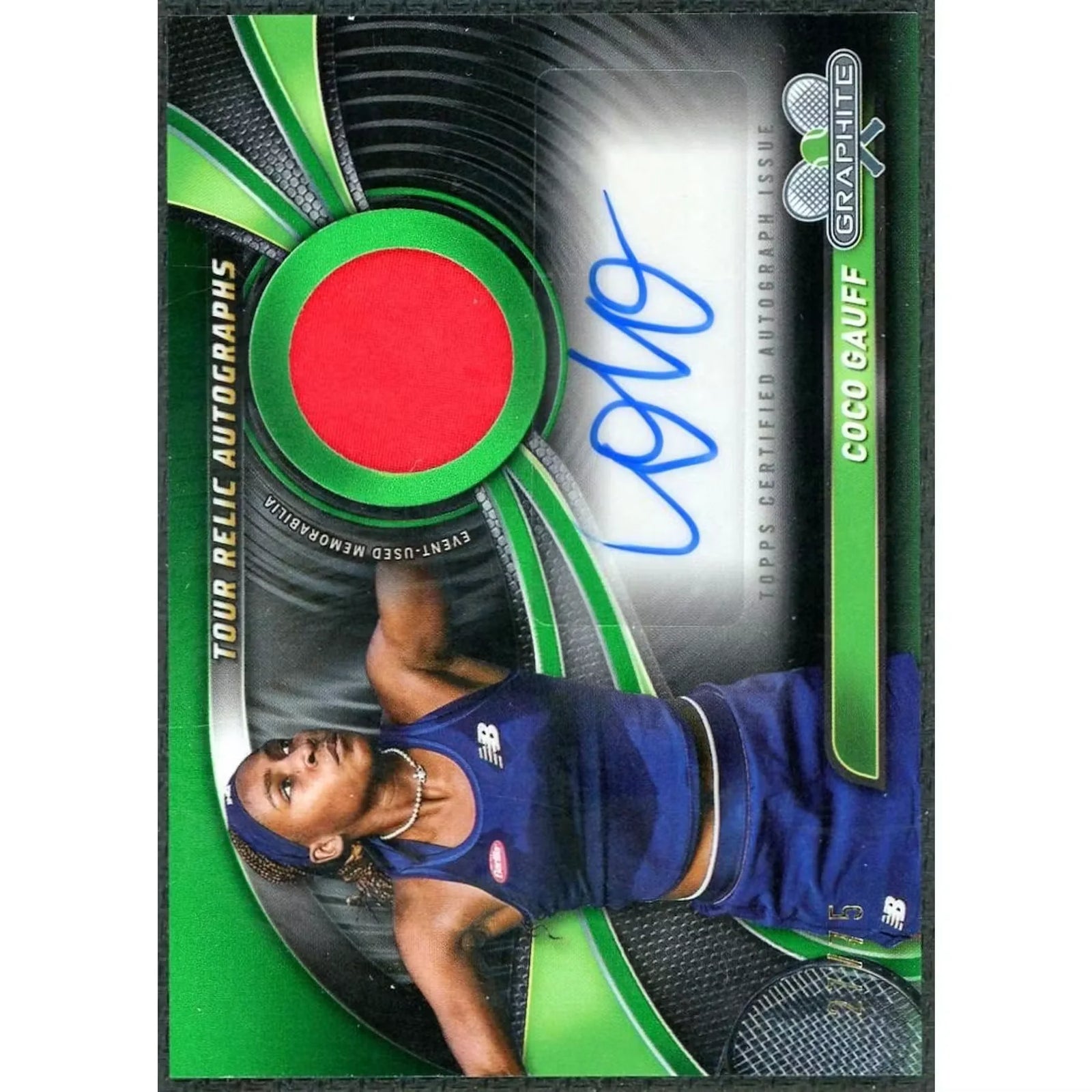 Coco Gauff Signed Relic Auto Card | 2024 Topps Graphite Green/75