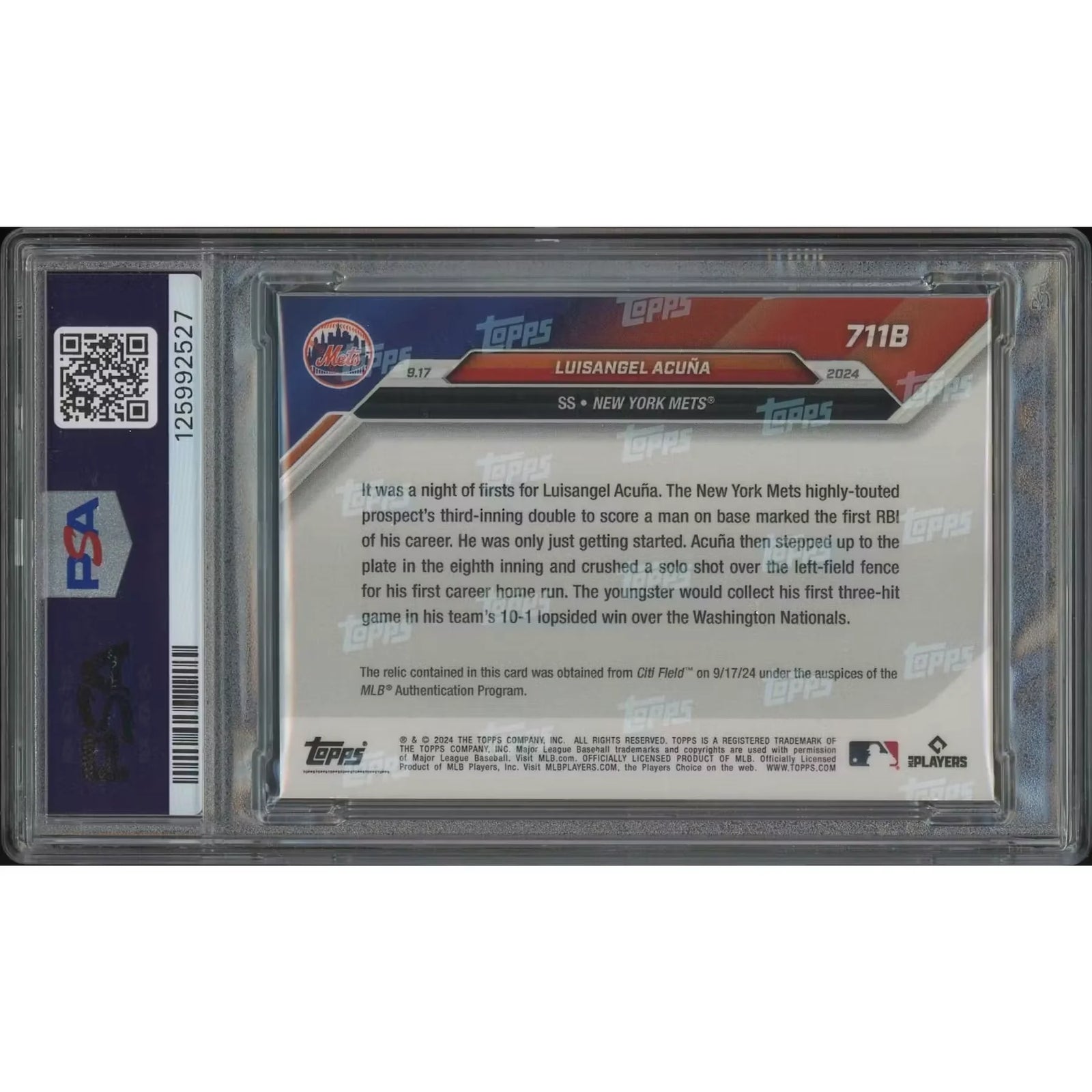 Luisangel Acuna 2024 Topps Now #711B Rookie Card | PSA 10 Gem Mint